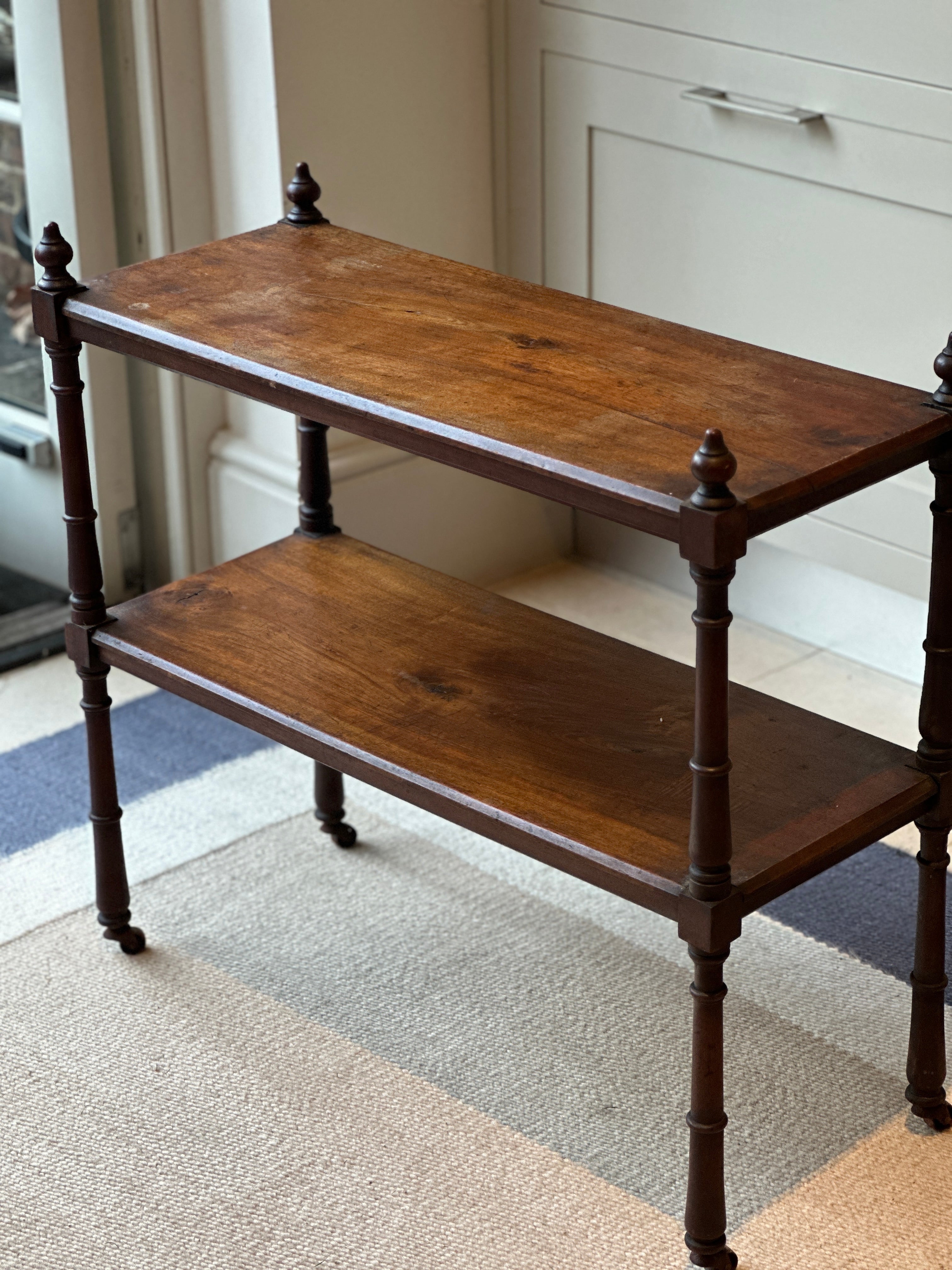 Small Mahogany 2 Tiered Etagere on castors
