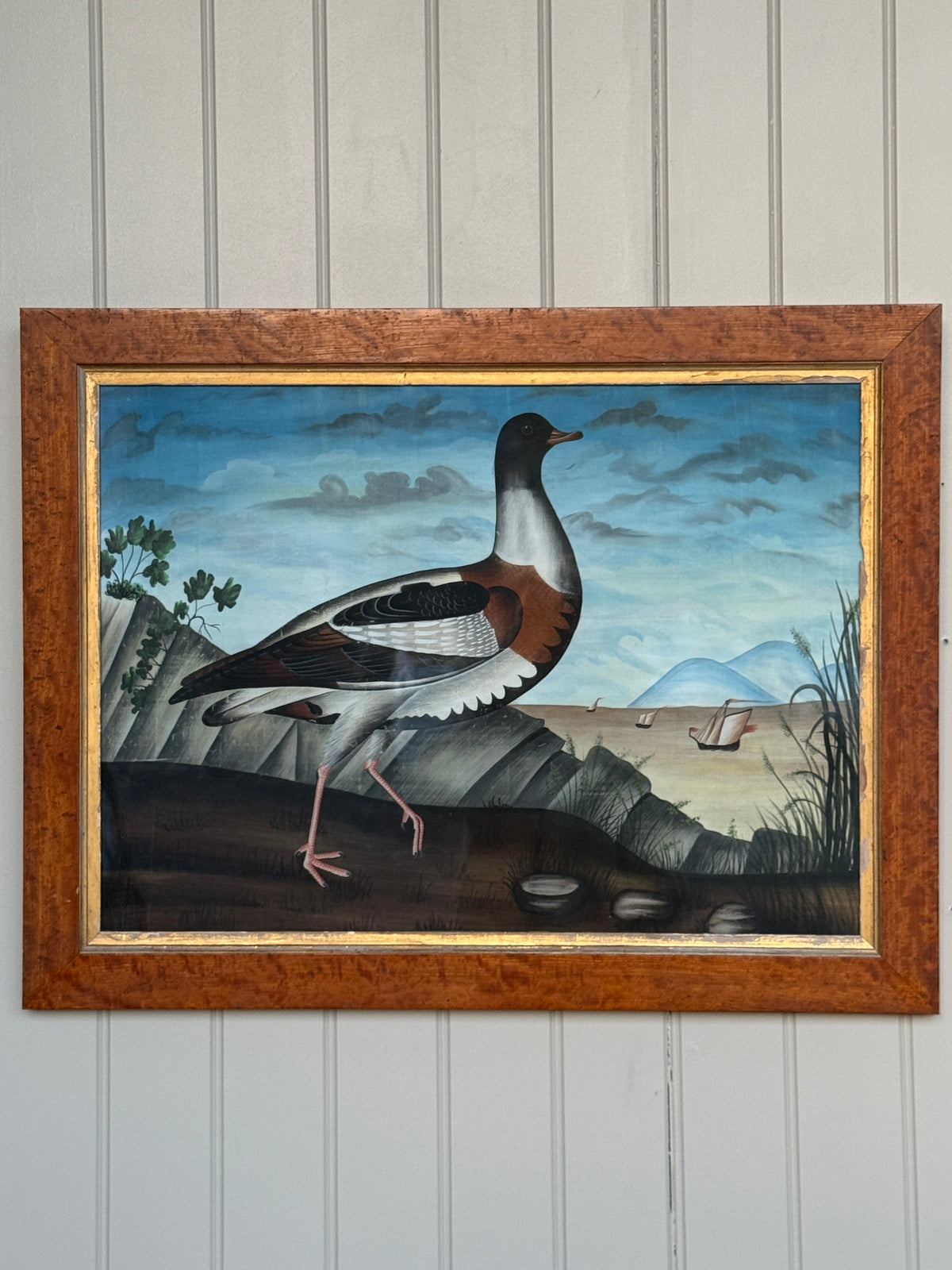 Anglo-Chinese Painting of a Shelduck on Silk, Canton, 19th Century