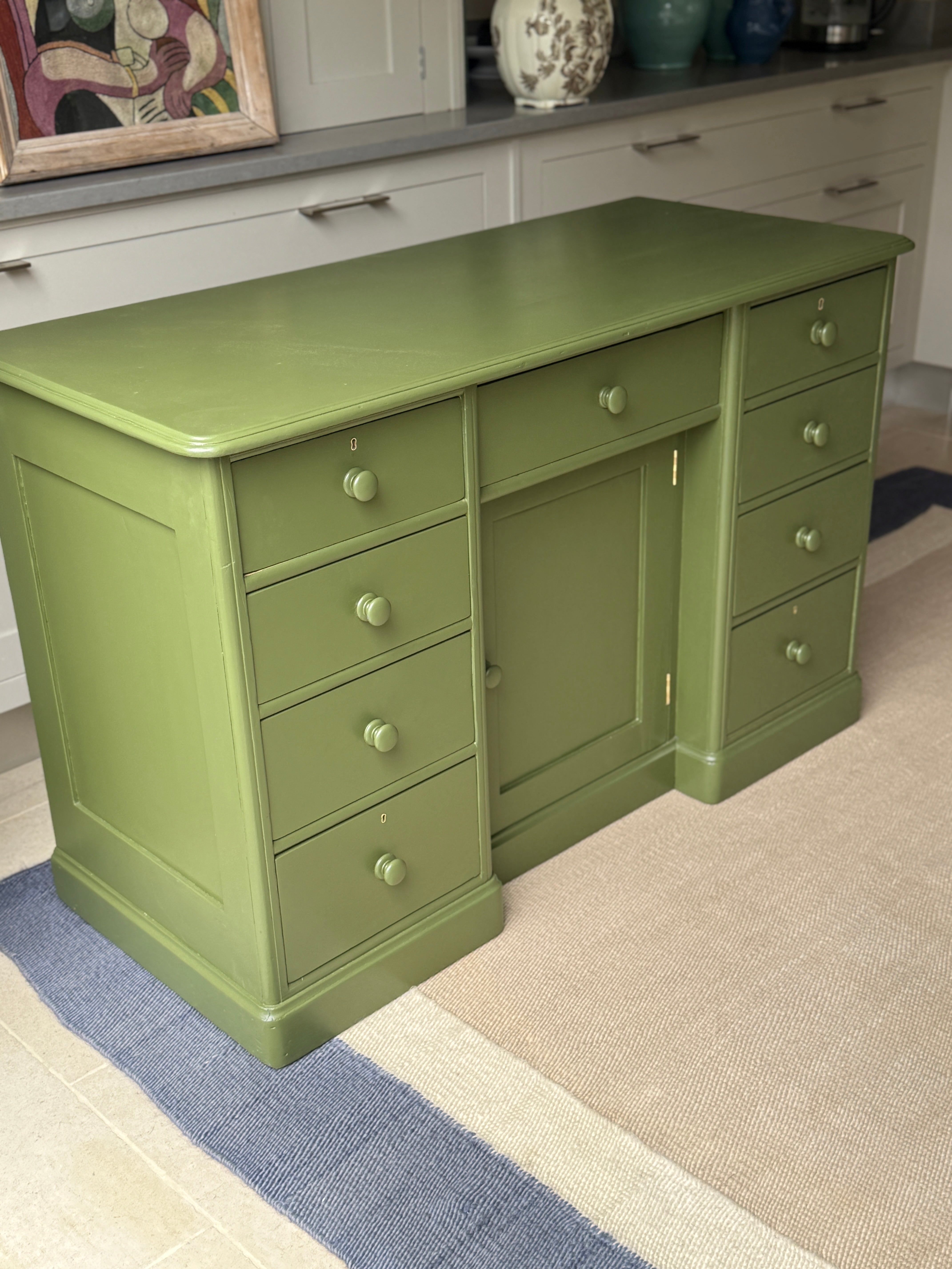 Painted Pine Dresser Base in Olive Colour by Little Greene