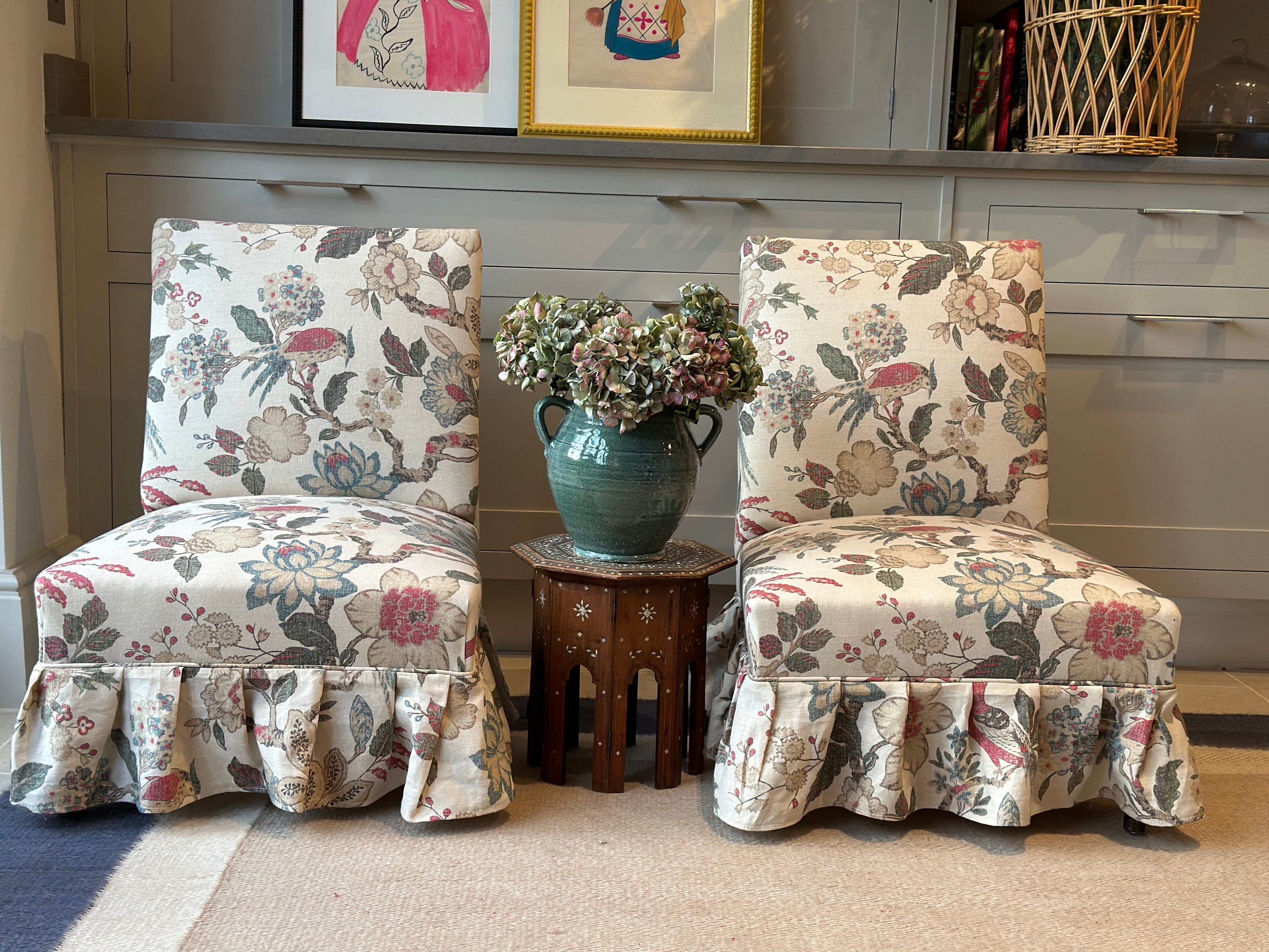 Pair of Large French Slipper Chairs in Inchyra’s Sutton Linen