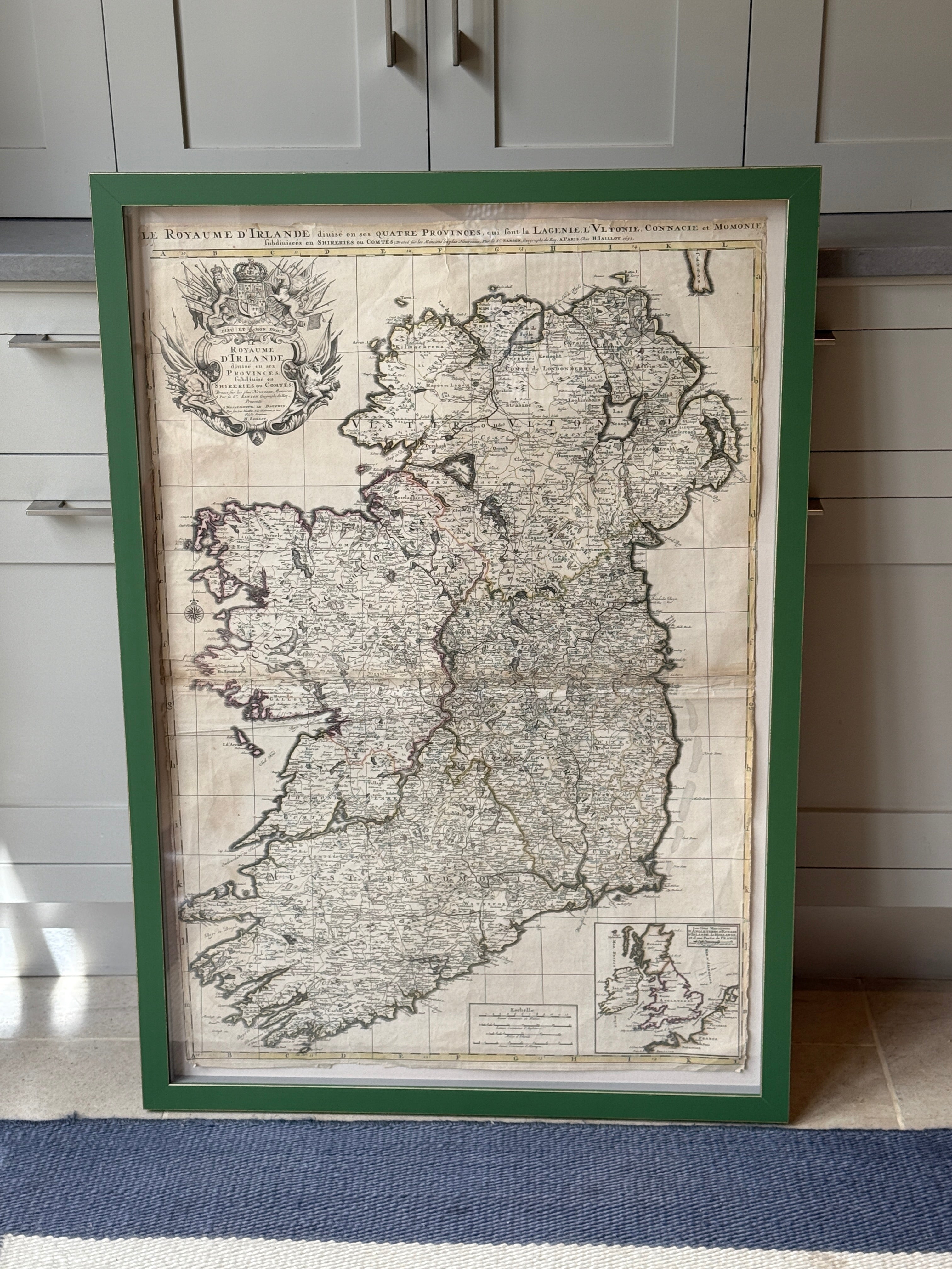 Beautifully Framed 1693 French Map of Ireland