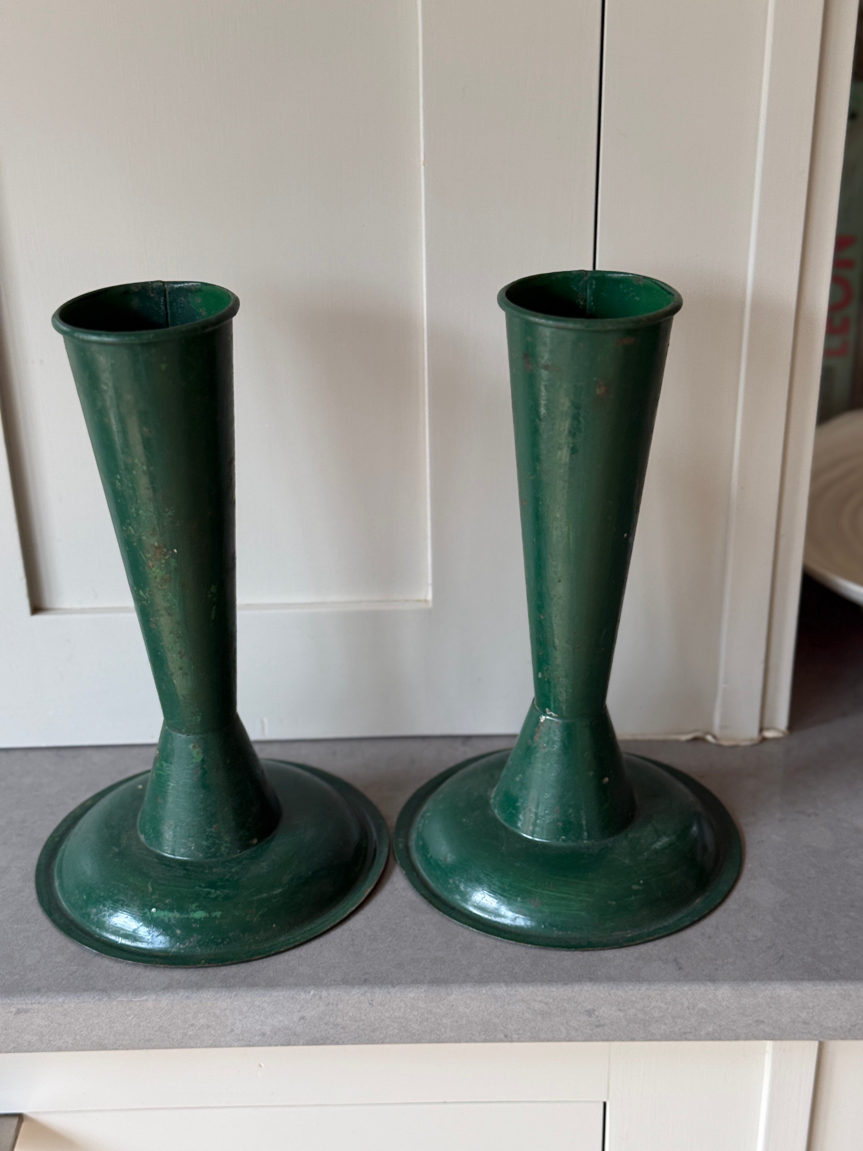 Pair of Green Vintage Floristry Vase