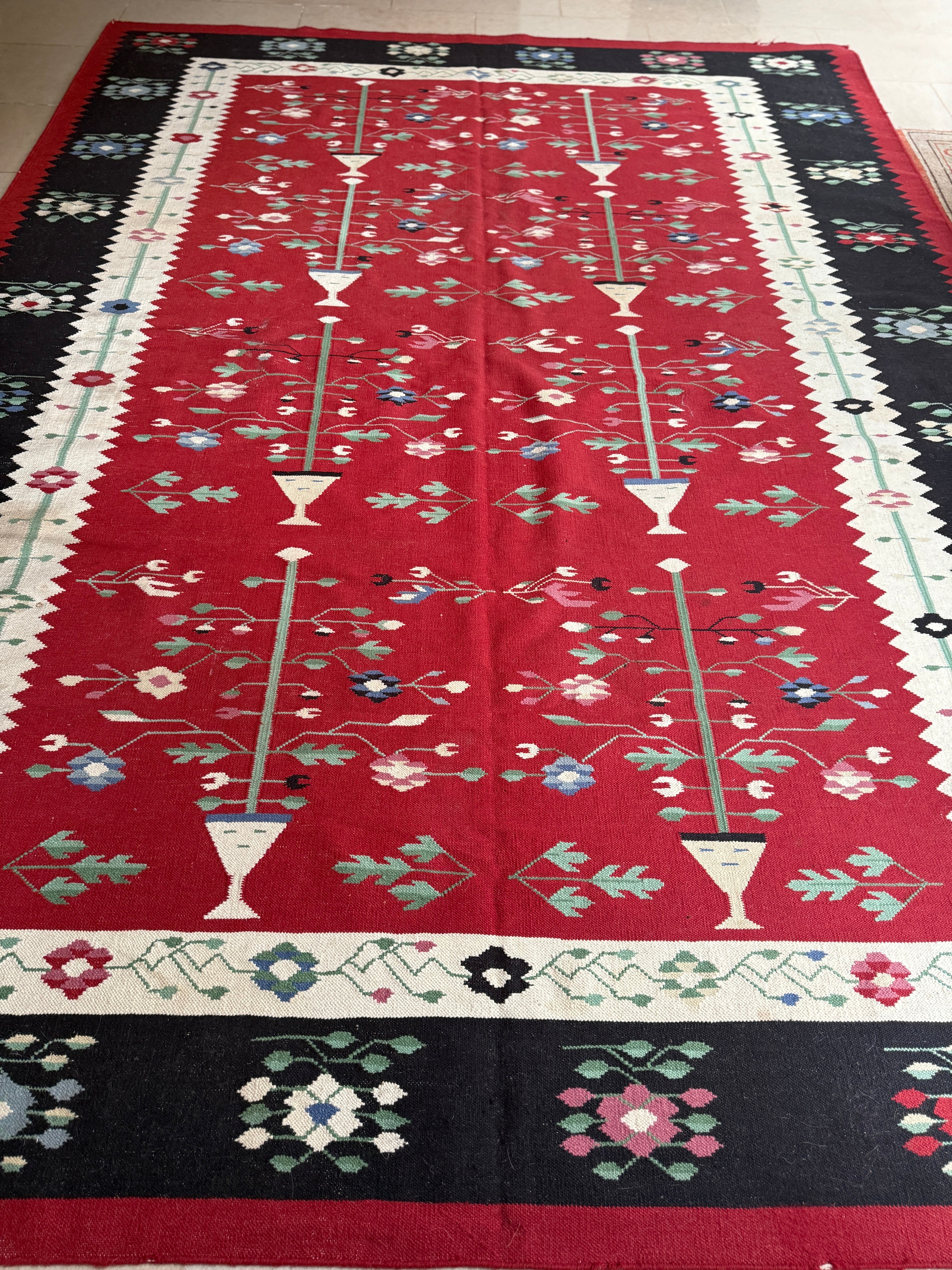 Large Vintage Balkan Sharkoy Kilim circa 1960