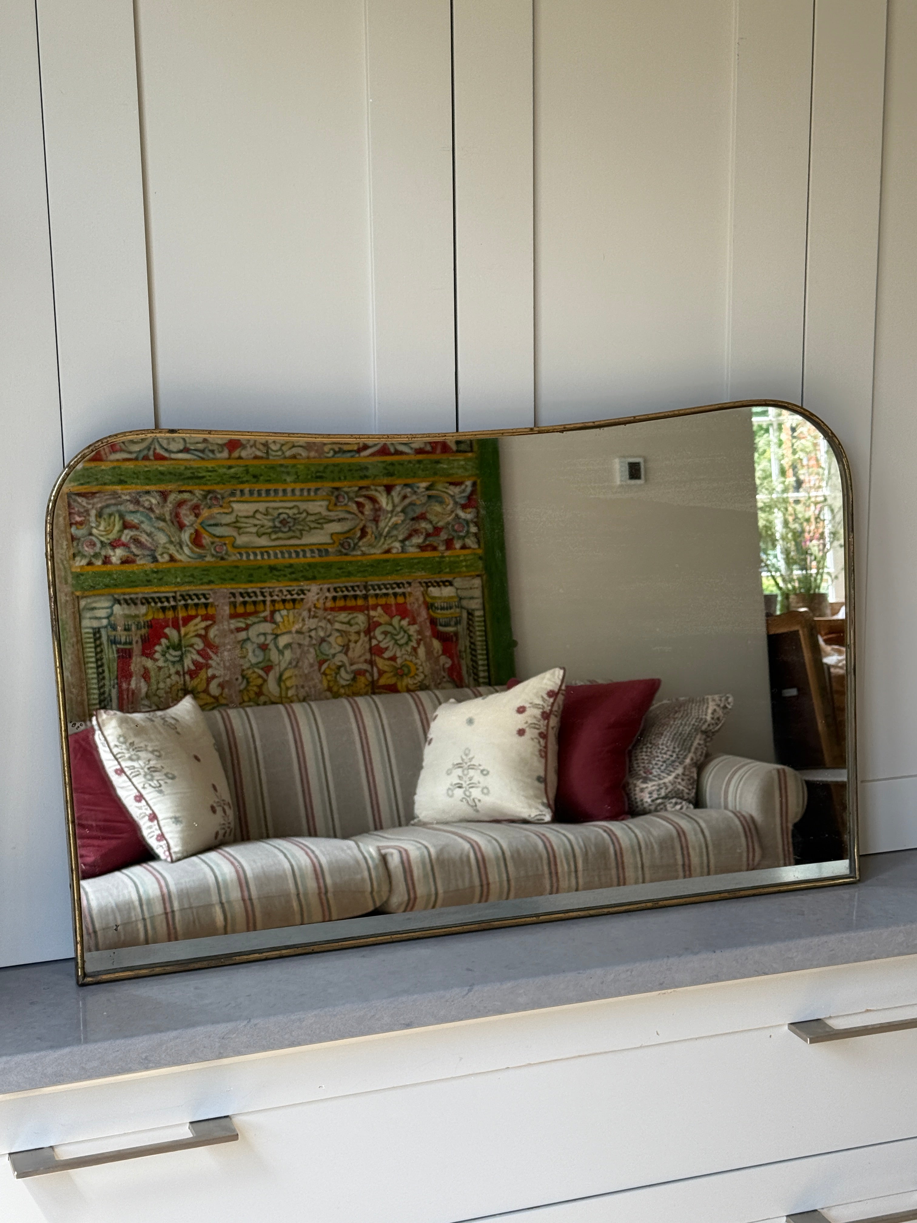 Small Italian Brass Mantel Mirror(45 x 73cm)