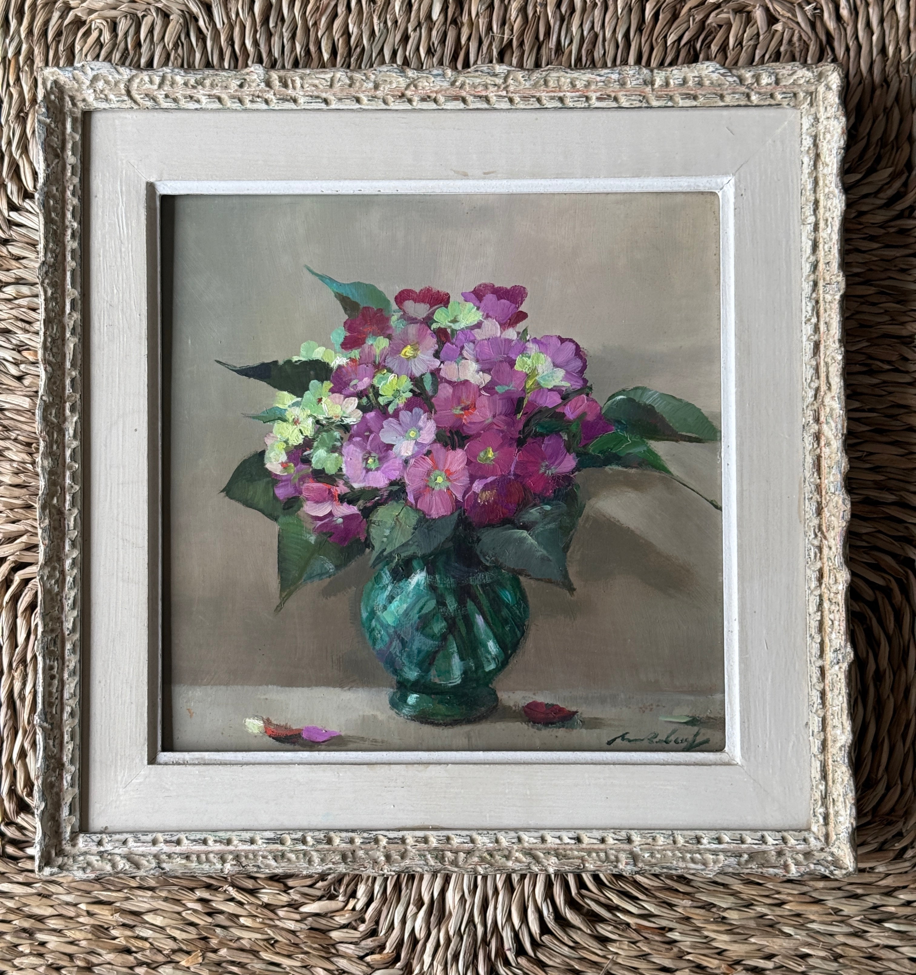 Small Framed French Oil on Board - Cosmos
