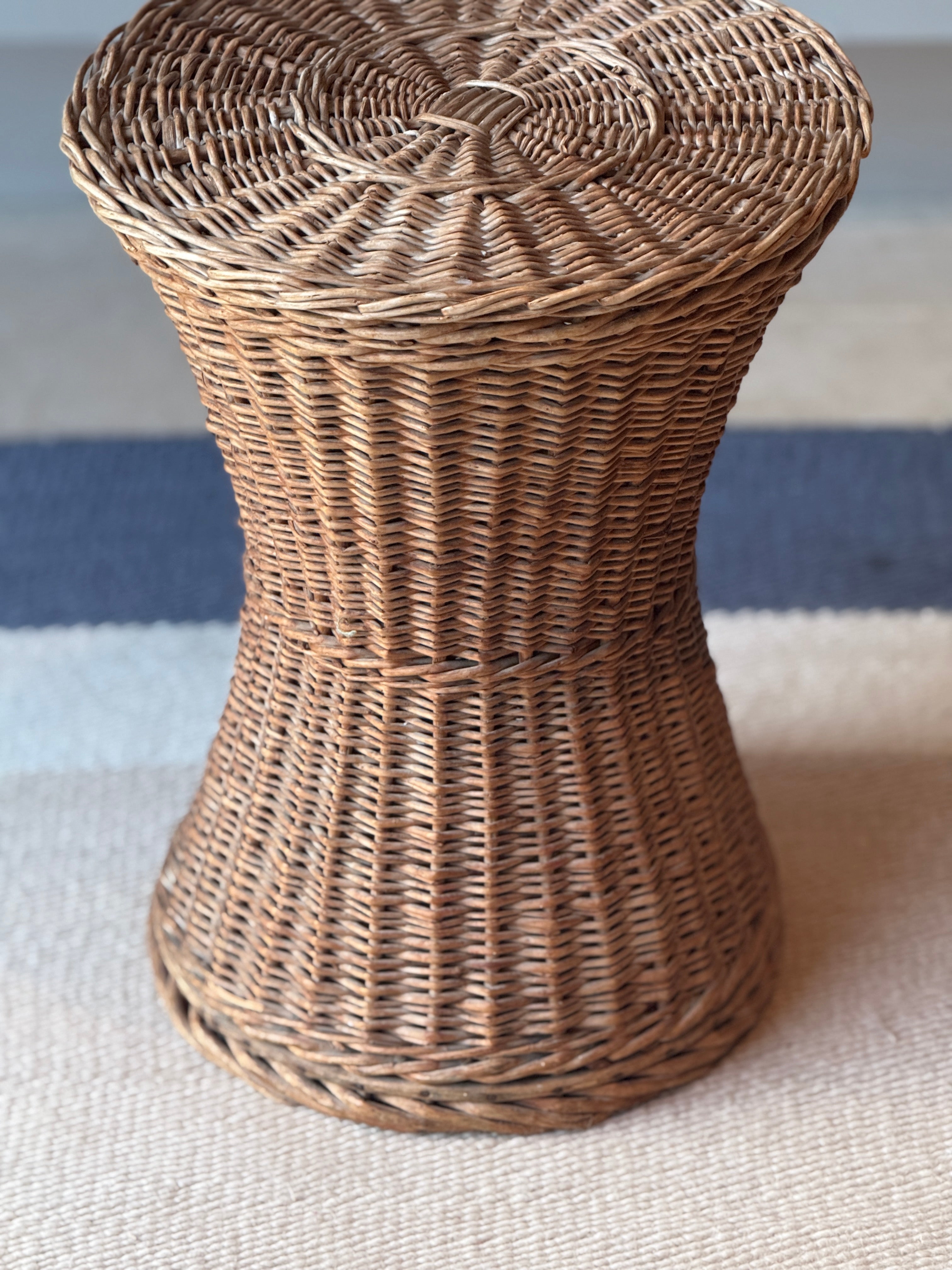 Vintage Hourglass Lidded Basket