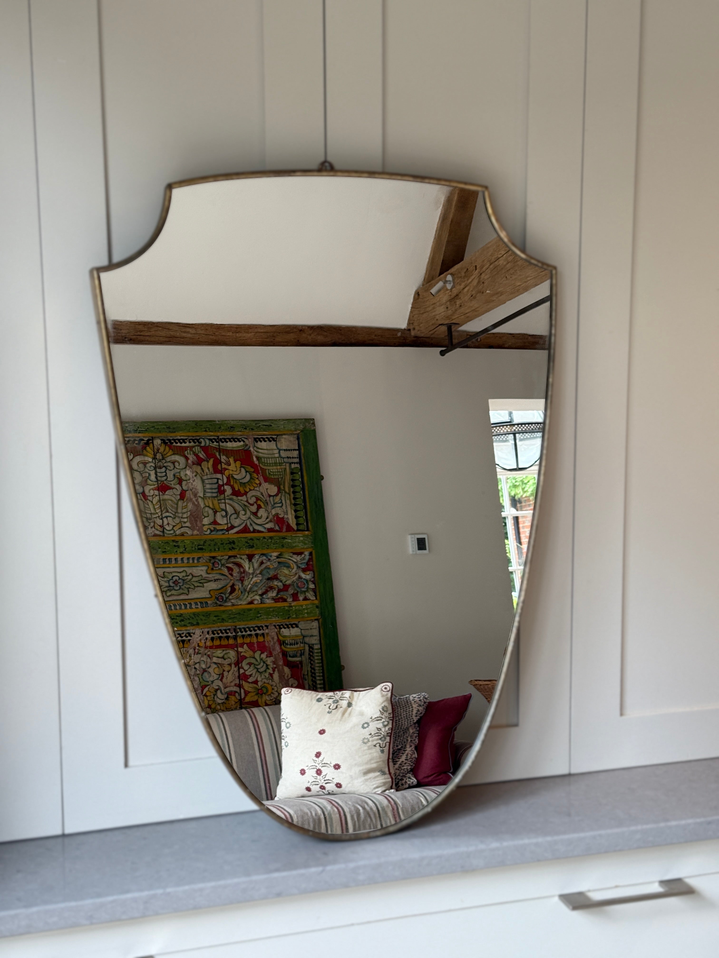 Italian 1950s Brass Shield Mirror