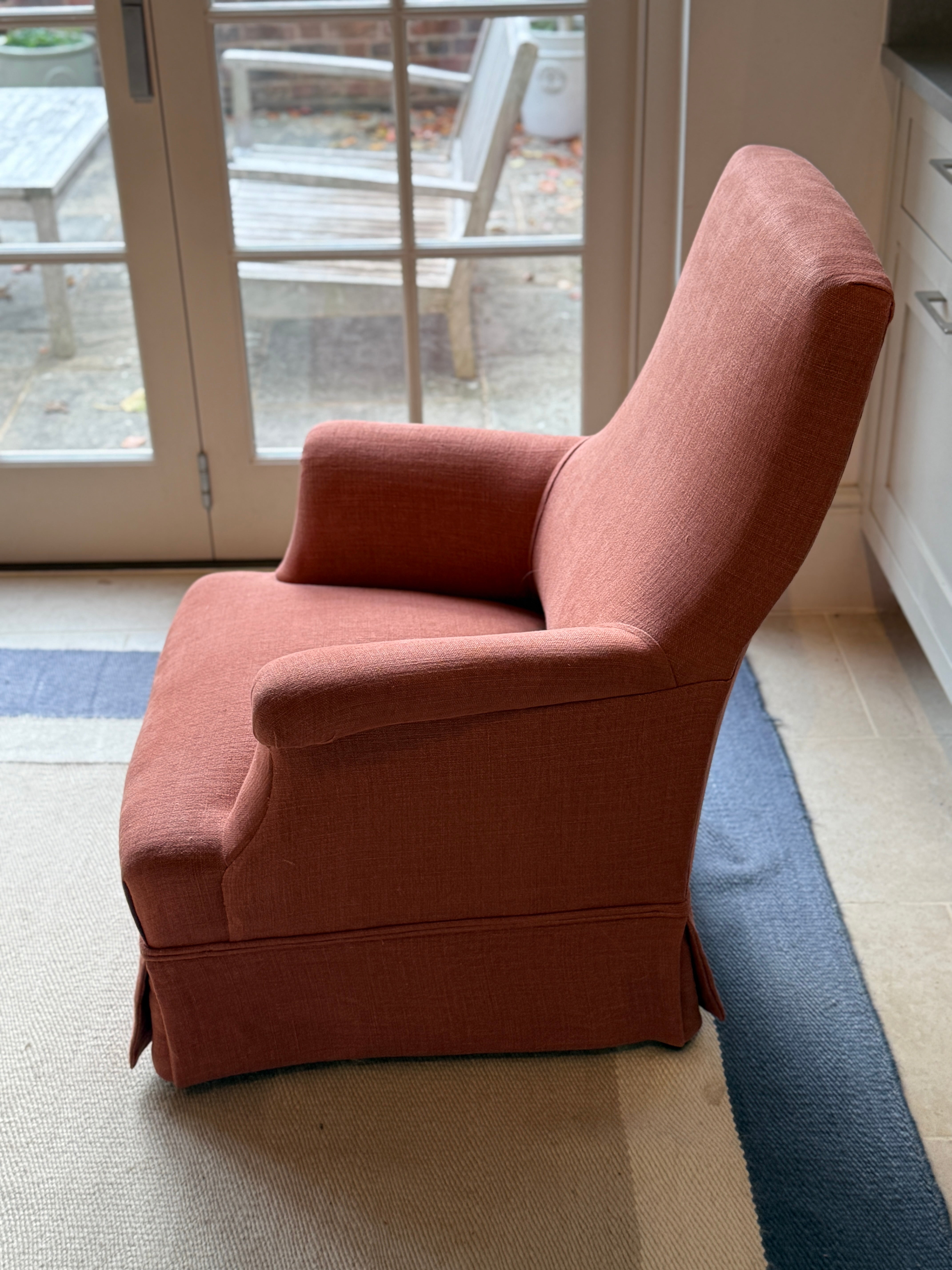 Antique French Armchair in Rusty Linen