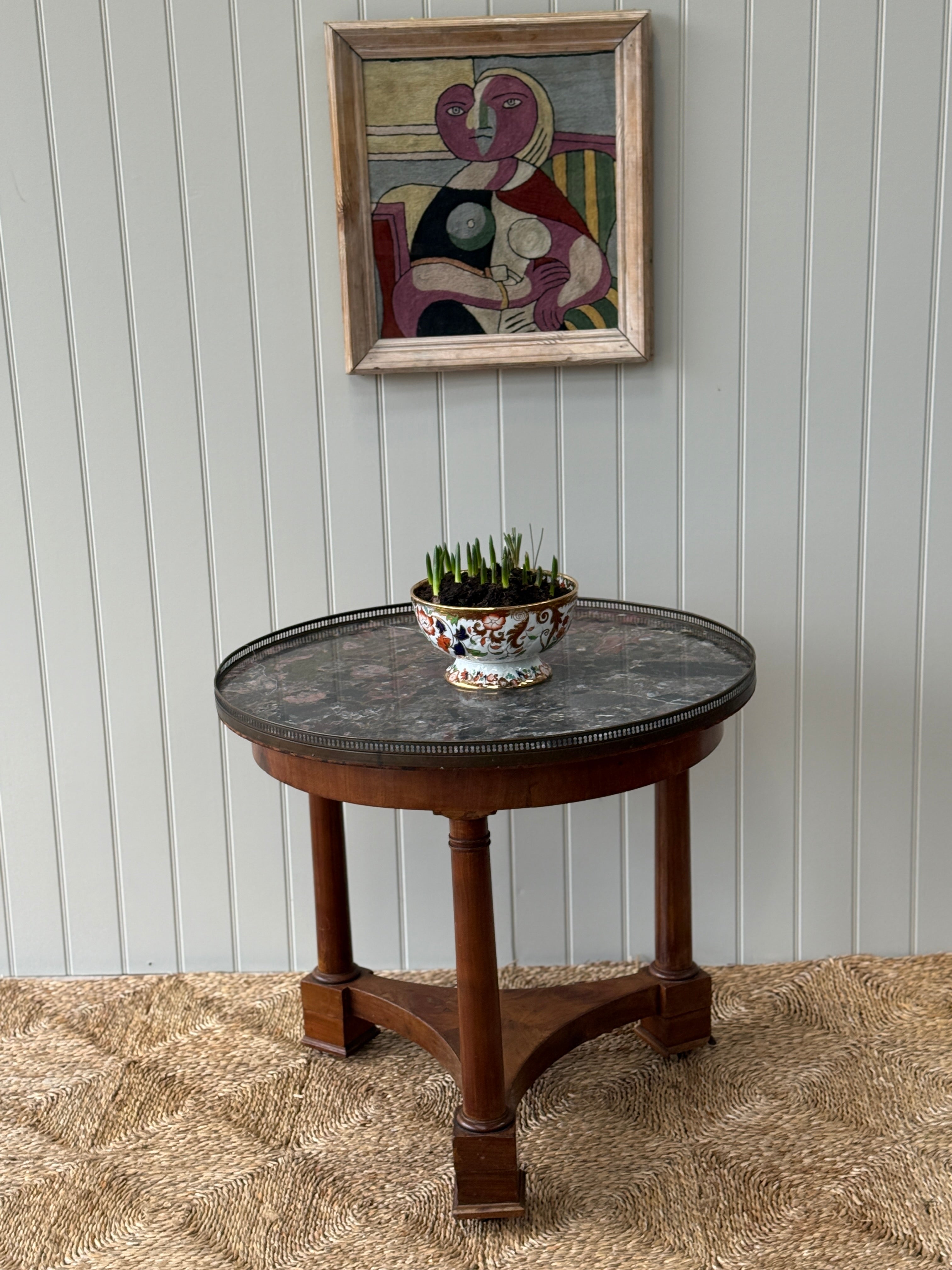 French Gueridon with galleried Marble Top