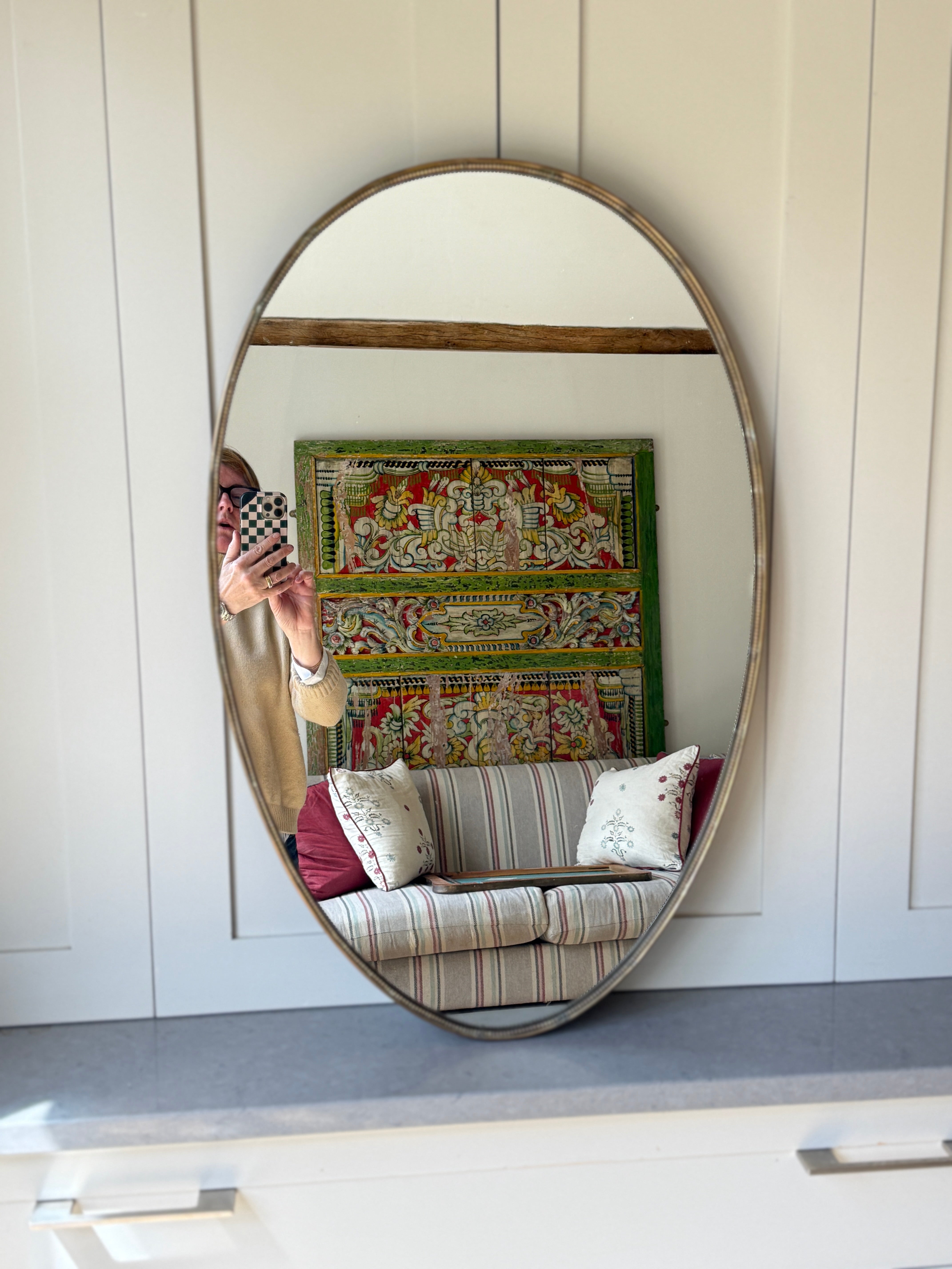 Italian Brass Oval Mirror (79x51cm)