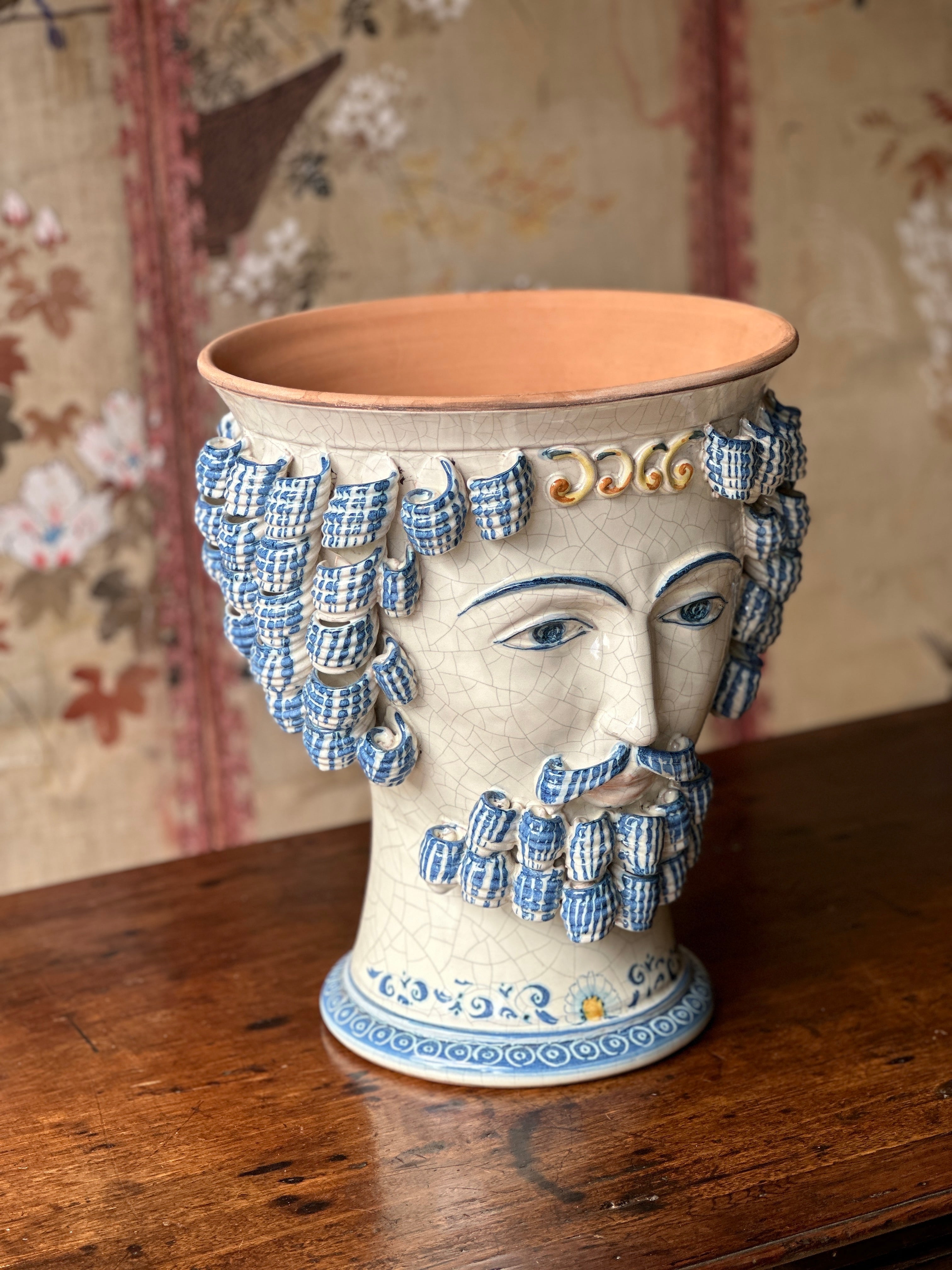 Large Vintage Sicilian Ceramic Vase - L’UOMO Blu