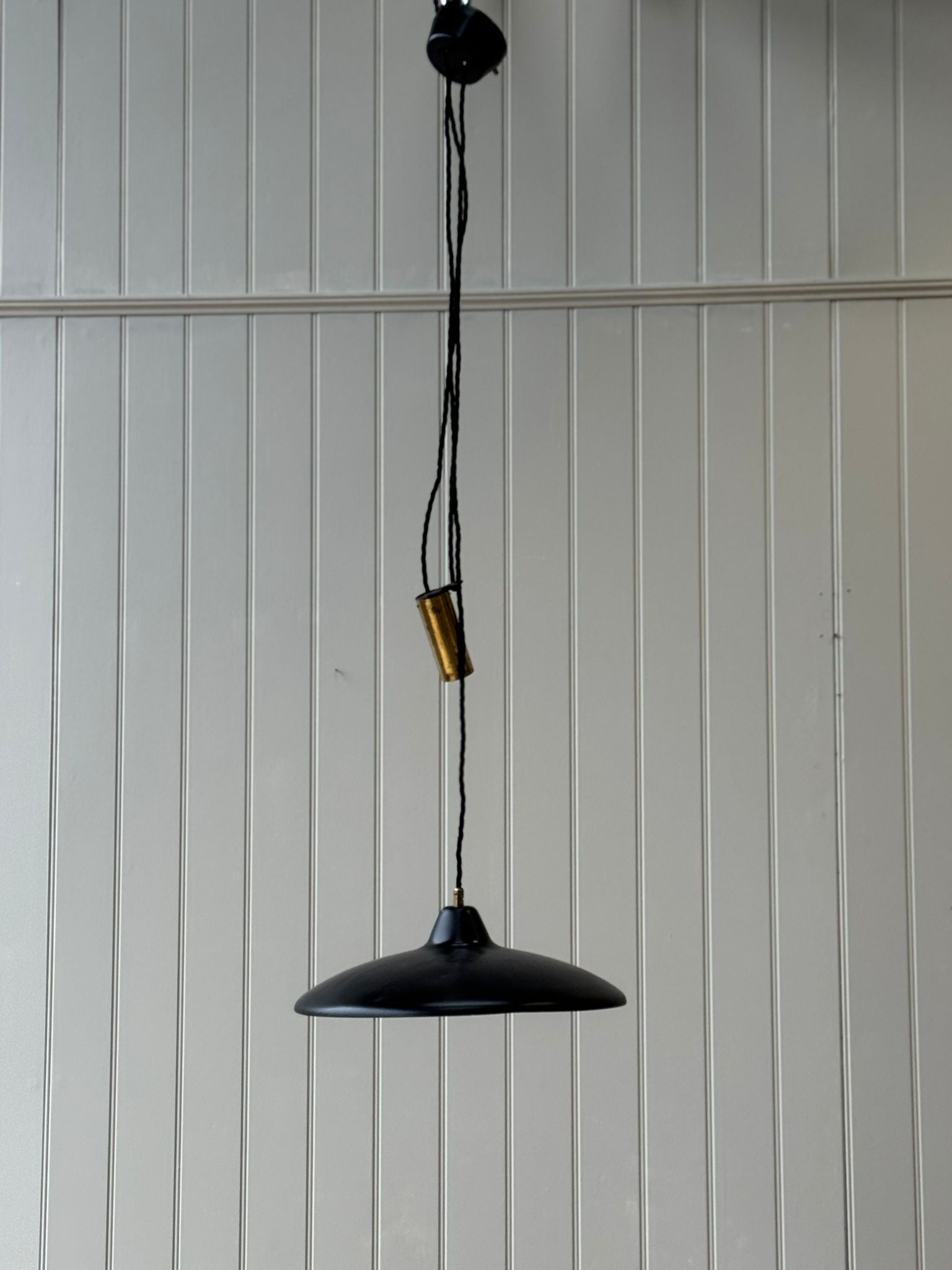1950s Italian Black Counterweight Pendant Light