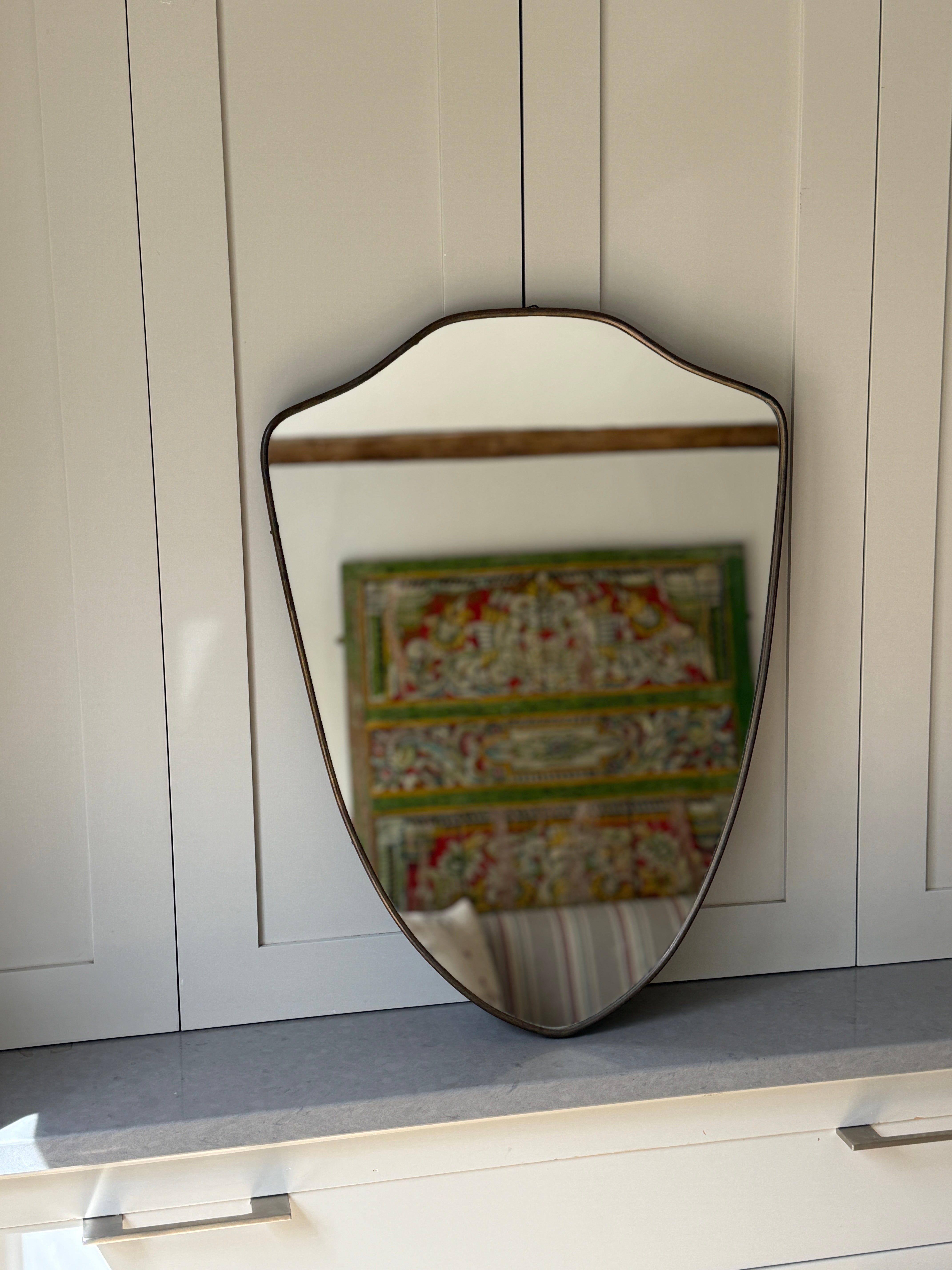 Small Brass Shield Mirror (66x48.5cm)