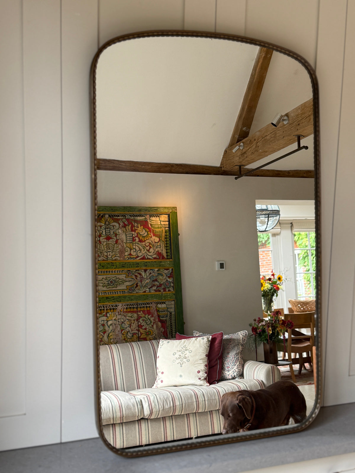 Italy Brass Shield Mirror with Rope Edge Border (90cm by 54cm)