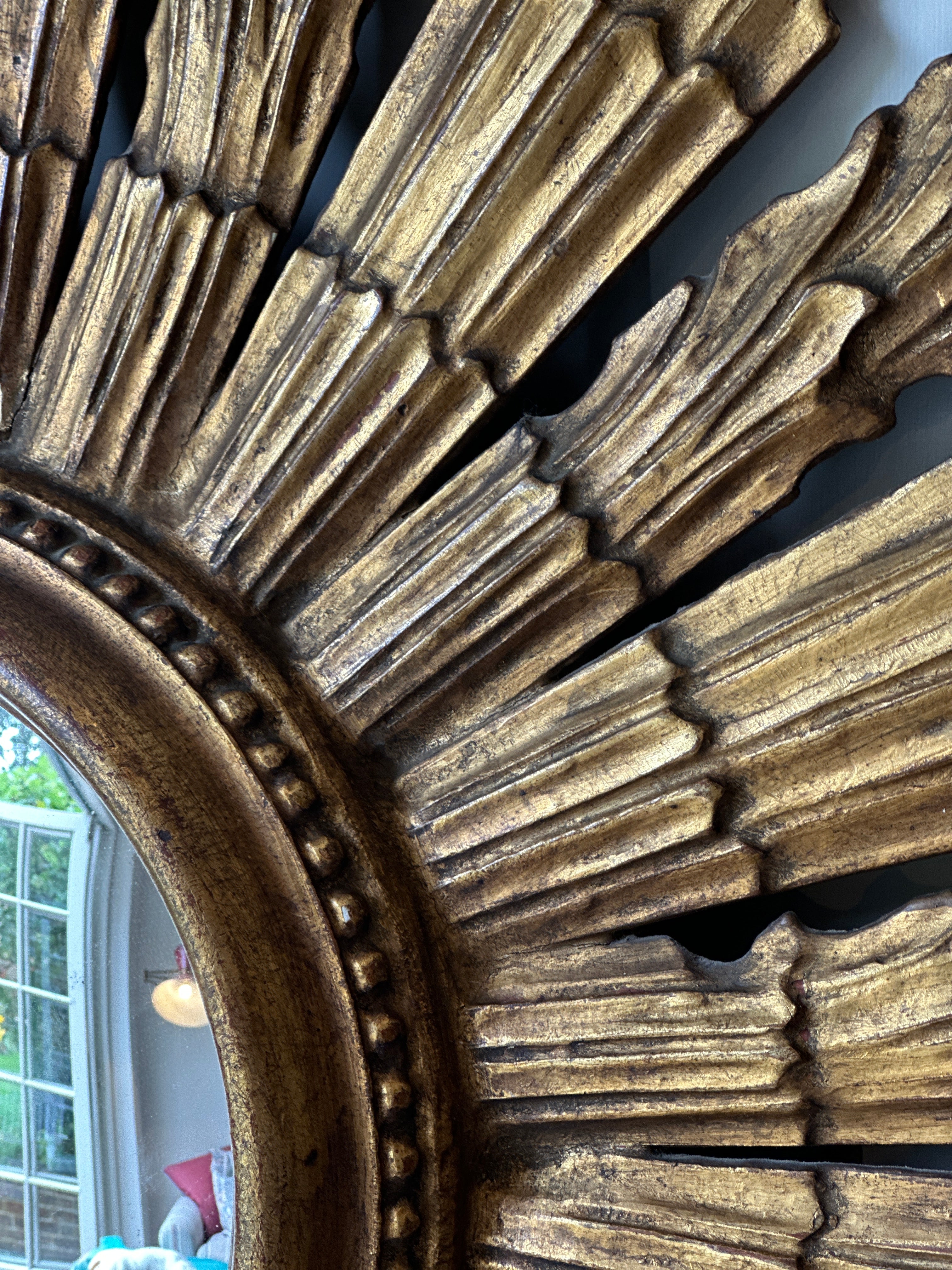 Mid Century Spanish Giltwood Starburst Mirror