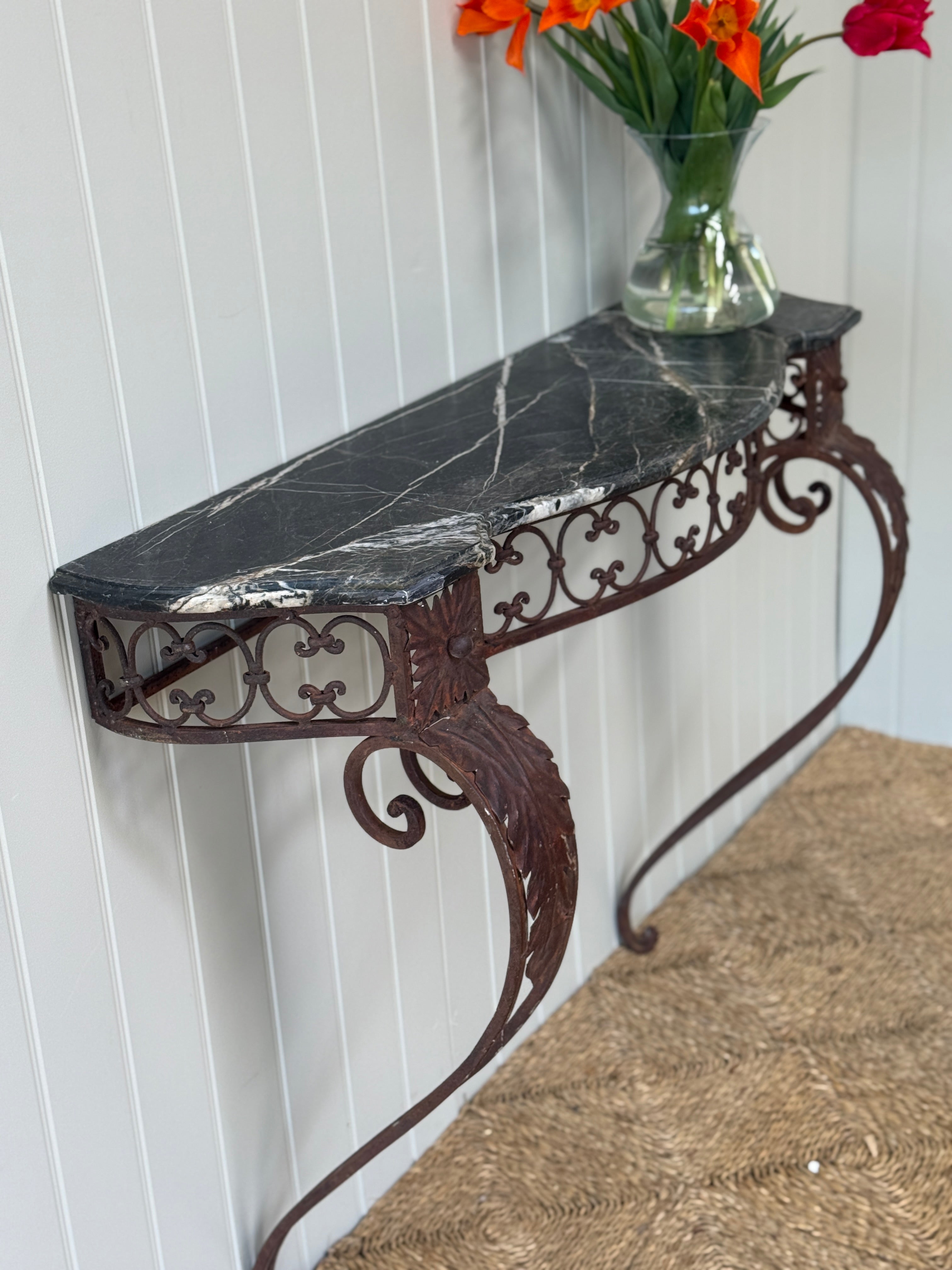 French Marble Topped Wall Console