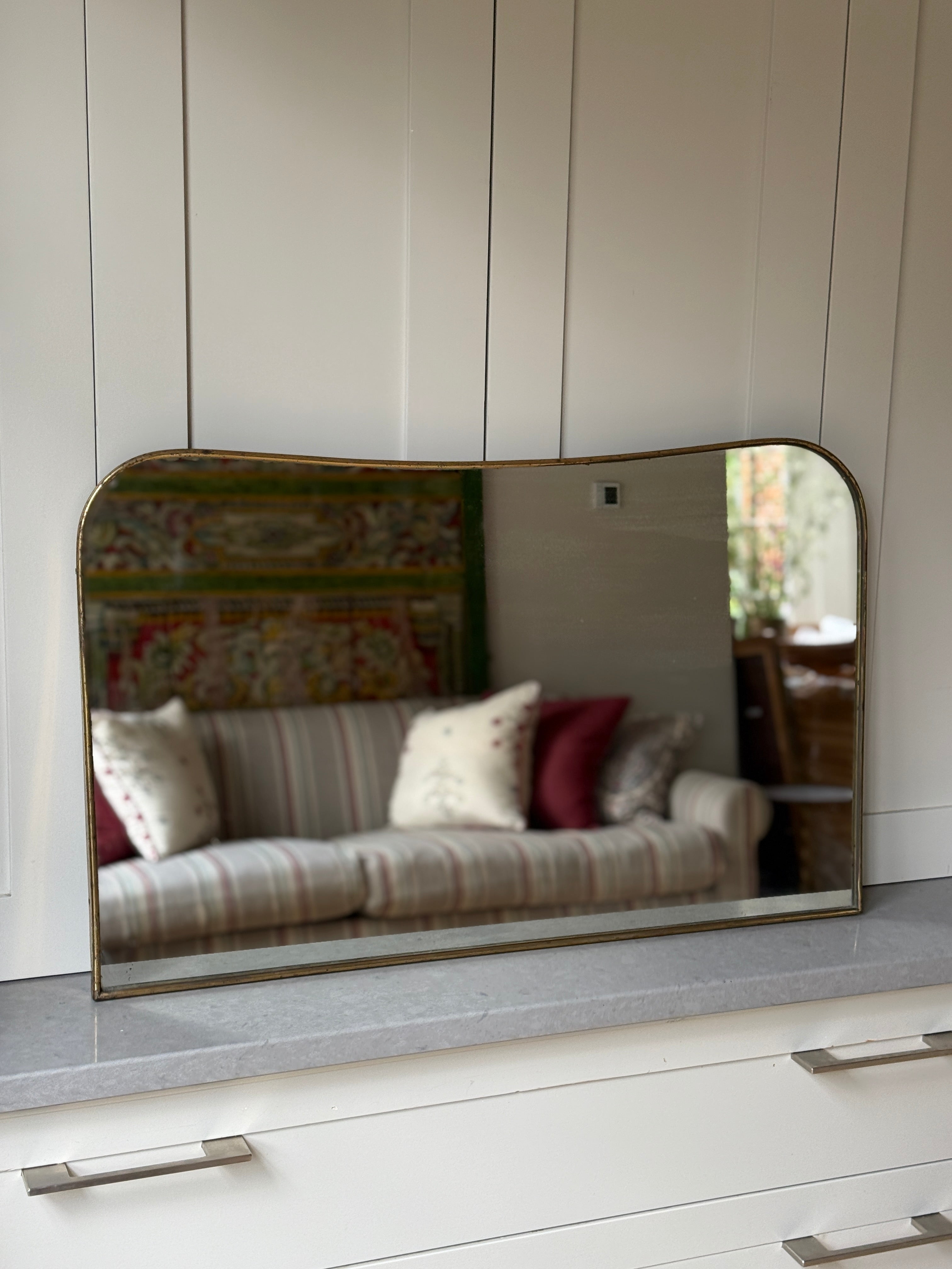 Small Italian Brass Mantel Mirror(45 x 73cm)