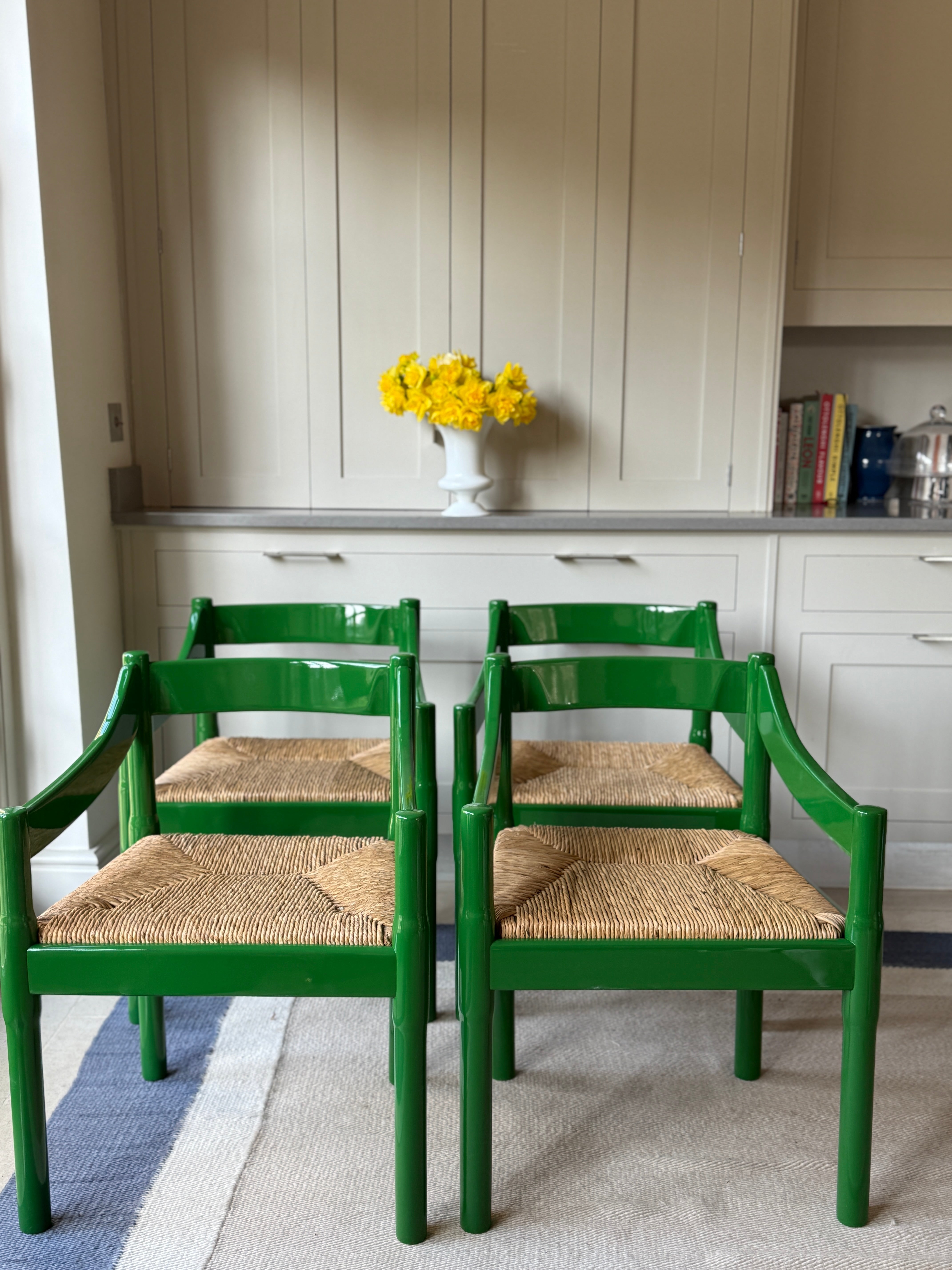 VM Carimate Armchairs in Green Lacquer