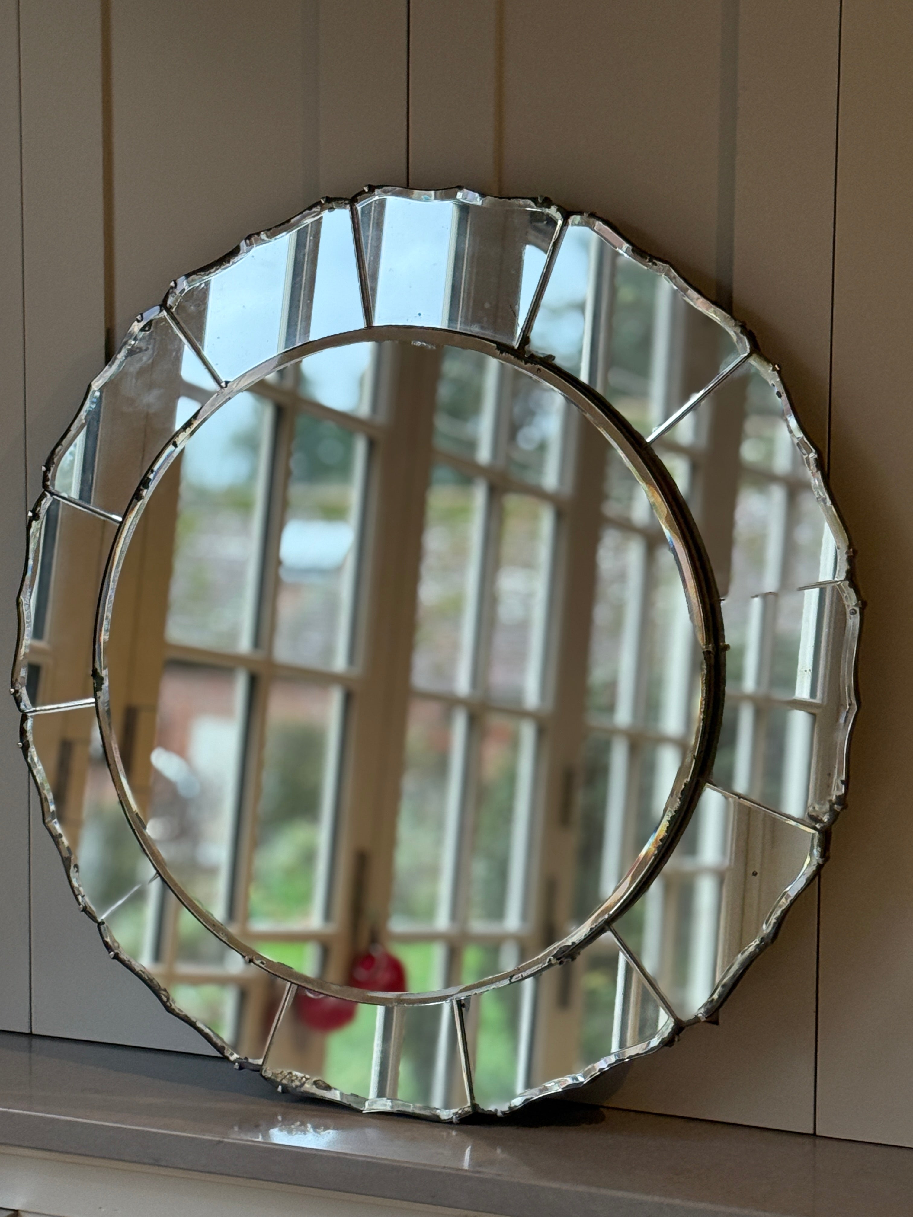 Large Round Art Deco Petal Mirror