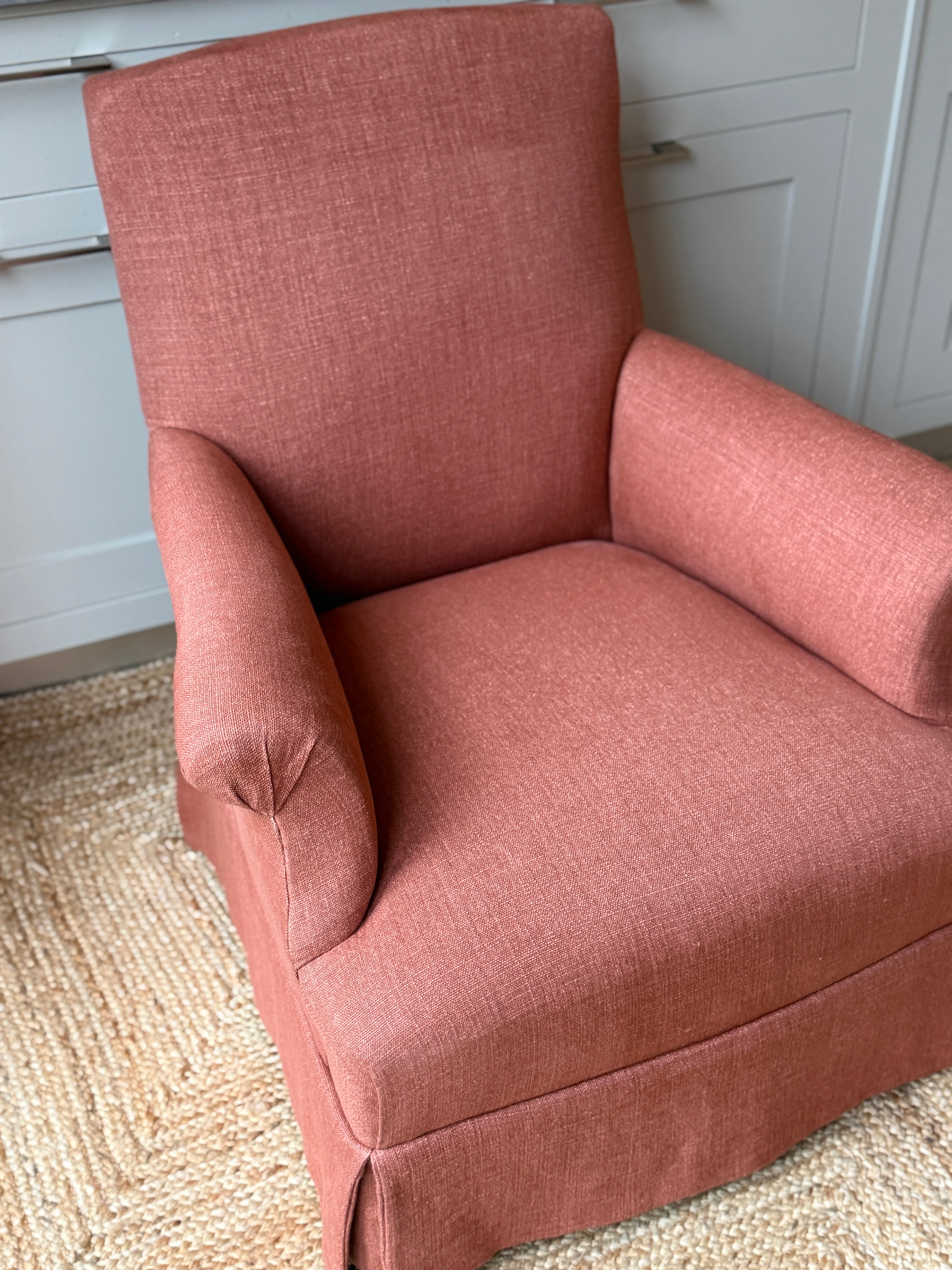 C19th French Armchair in a Rust linen