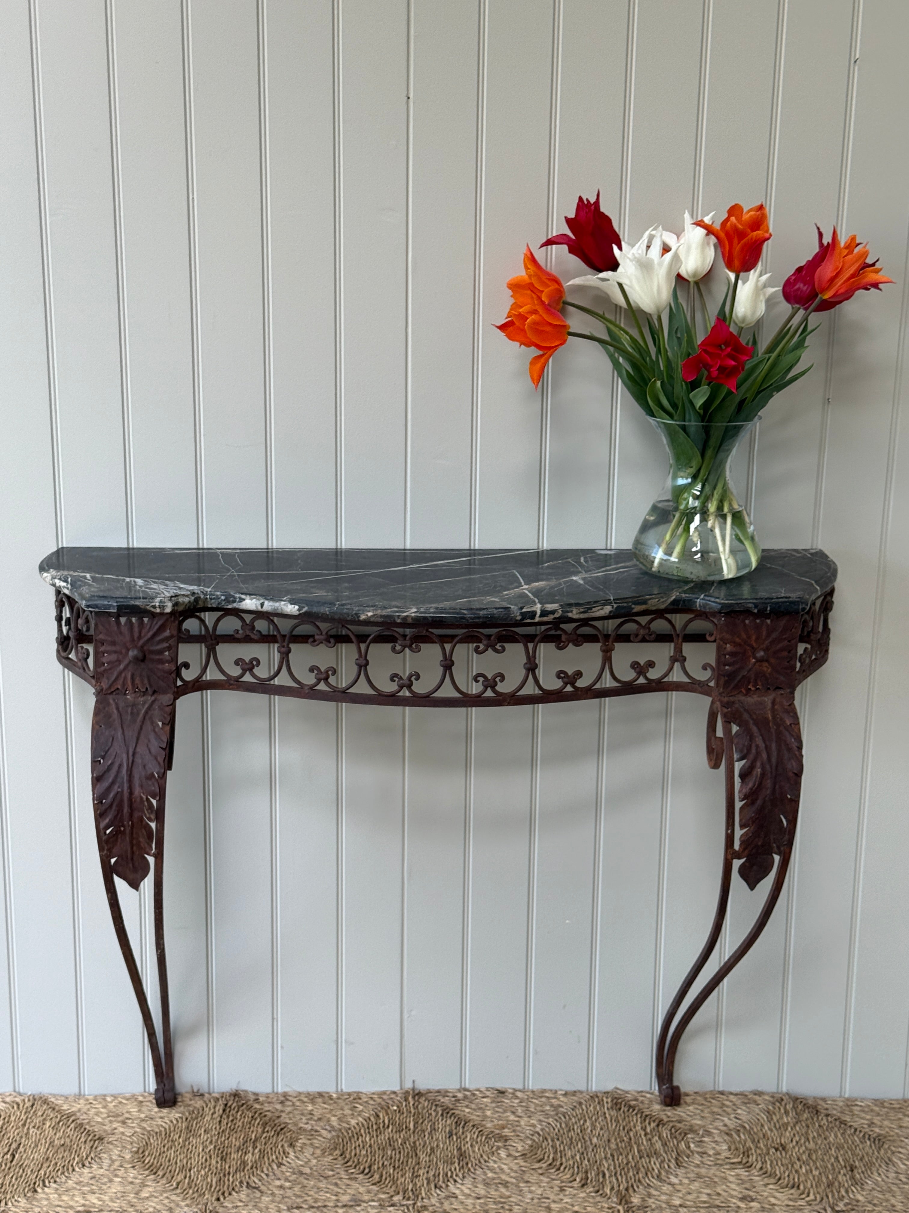 French Marble Topped Wall Console