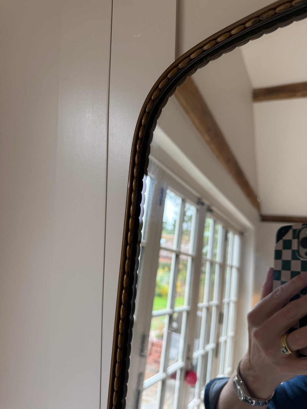 Italy Brass Shield Mirror with Rope Edge Border (90cm by 54cm)