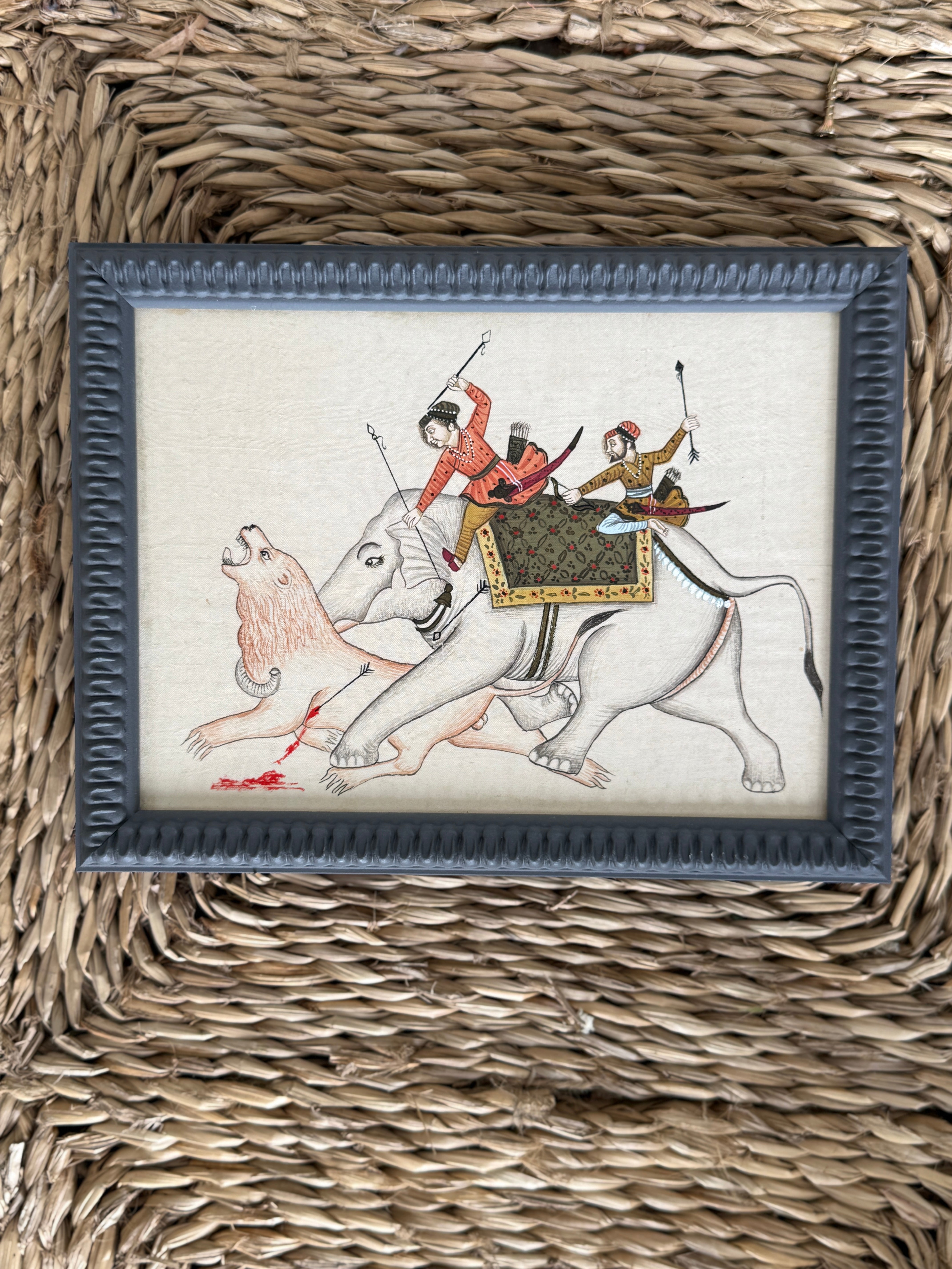 Framed Antique Indian Silk Painting