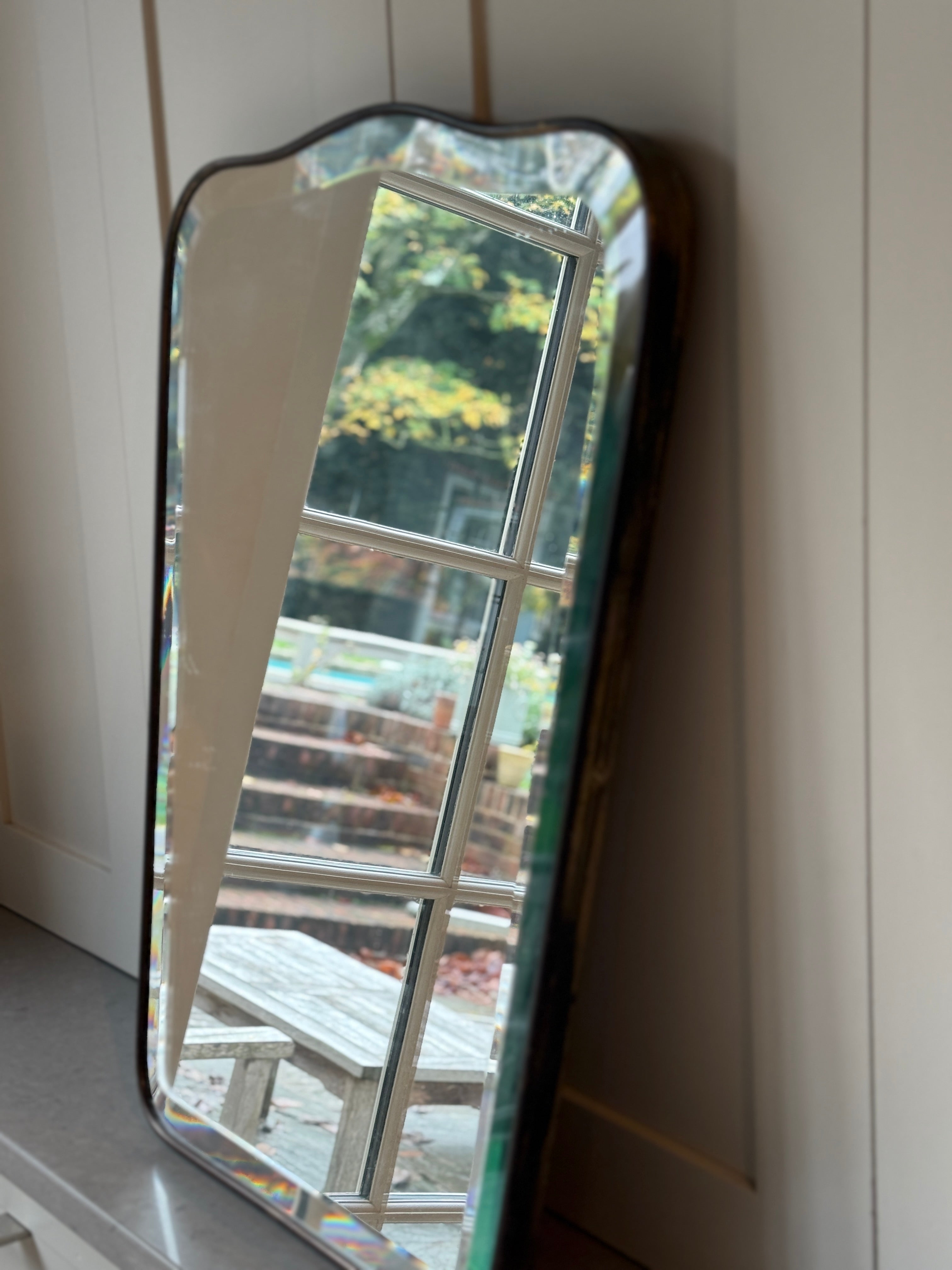 Italian Brass Shield Mirror with Bevelled Plate 60cm by 45cm