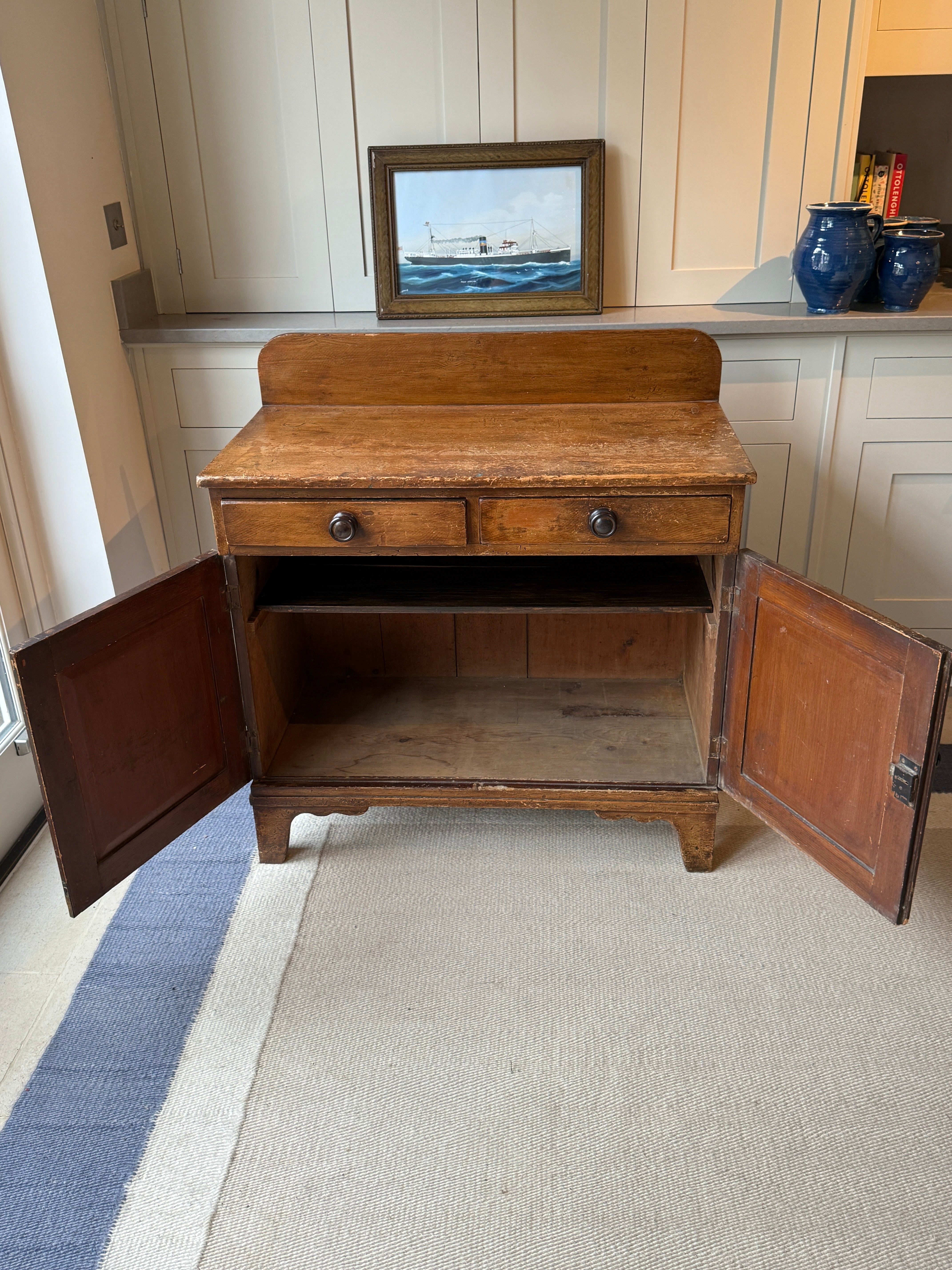 Regency Painted Pine Cupboard with gallery