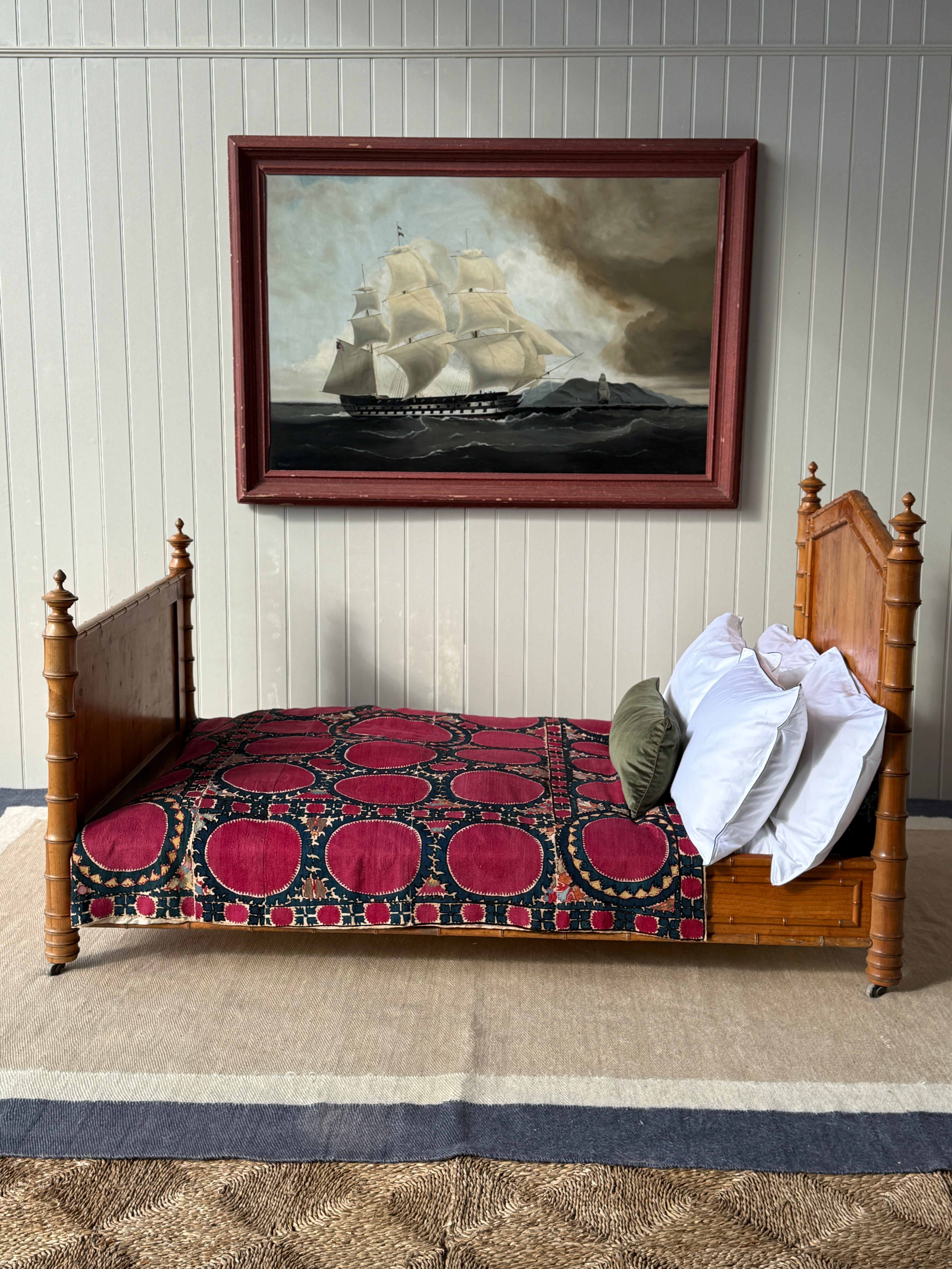 Large Single/ Small Double Faux Bamboo Bed