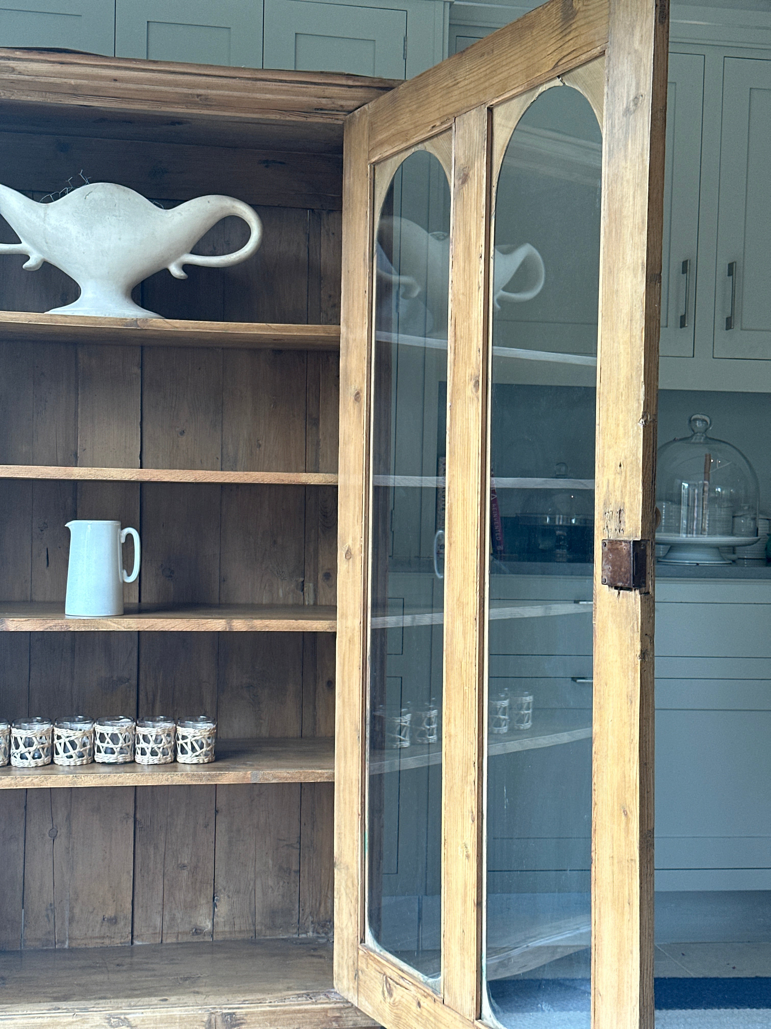 Lovely Continental Glazed Pine Cabinet with lots of storage