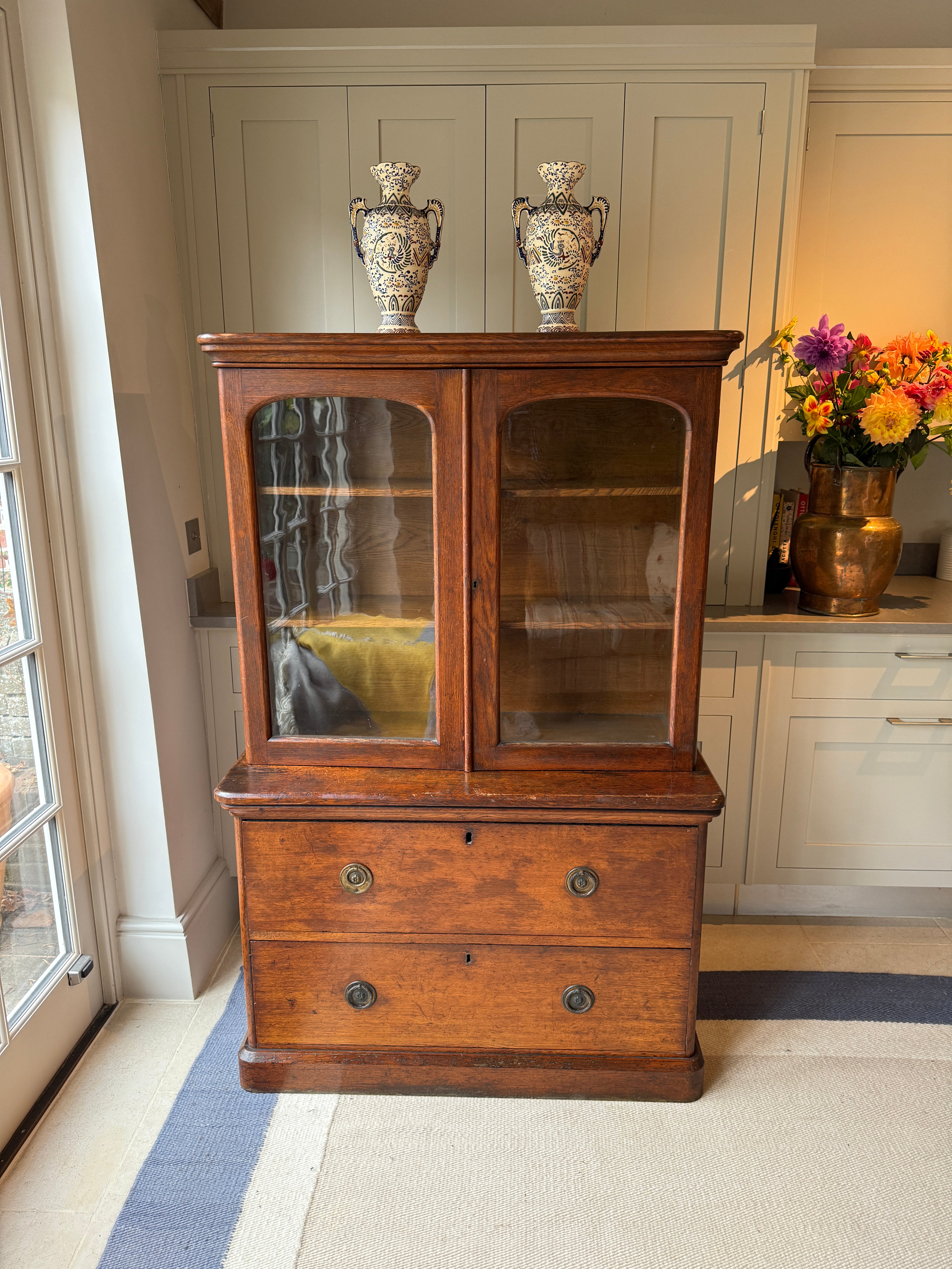 Late 19th Century Oak Dresser with Glazed cabinet