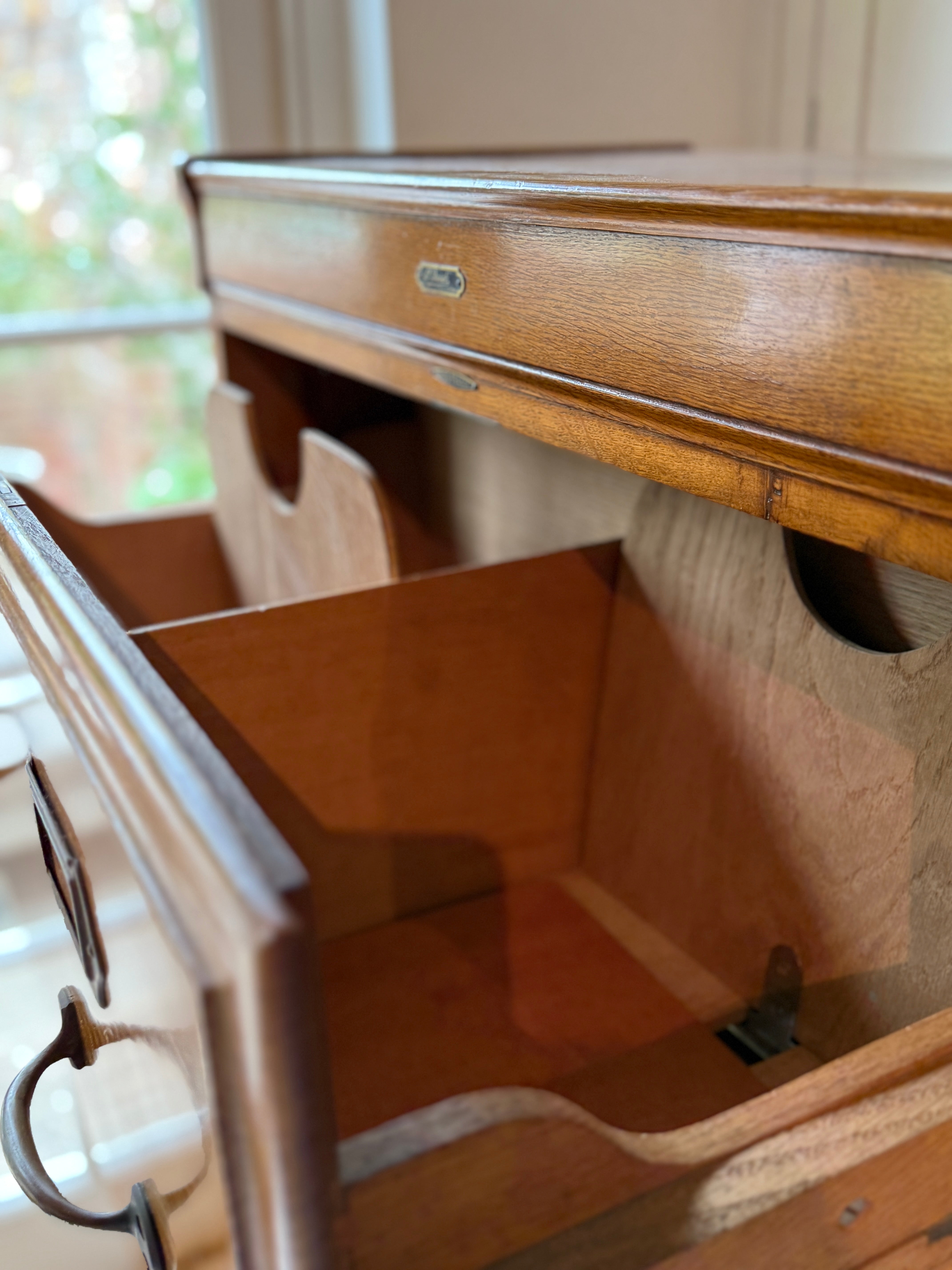 French Honeyed Oak Filing Cabinet