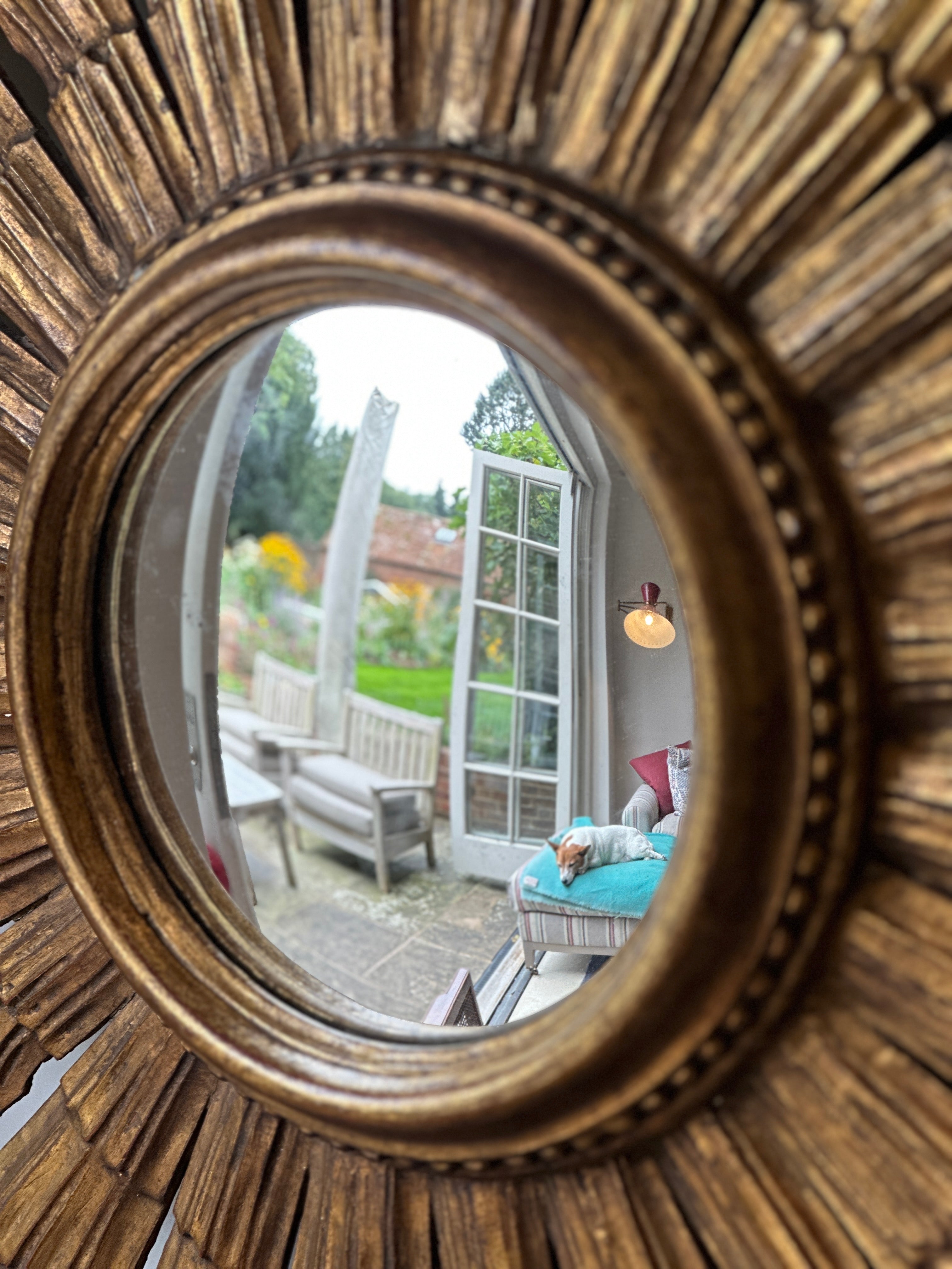 Mid Century Spanish Giltwood Starburst Mirror