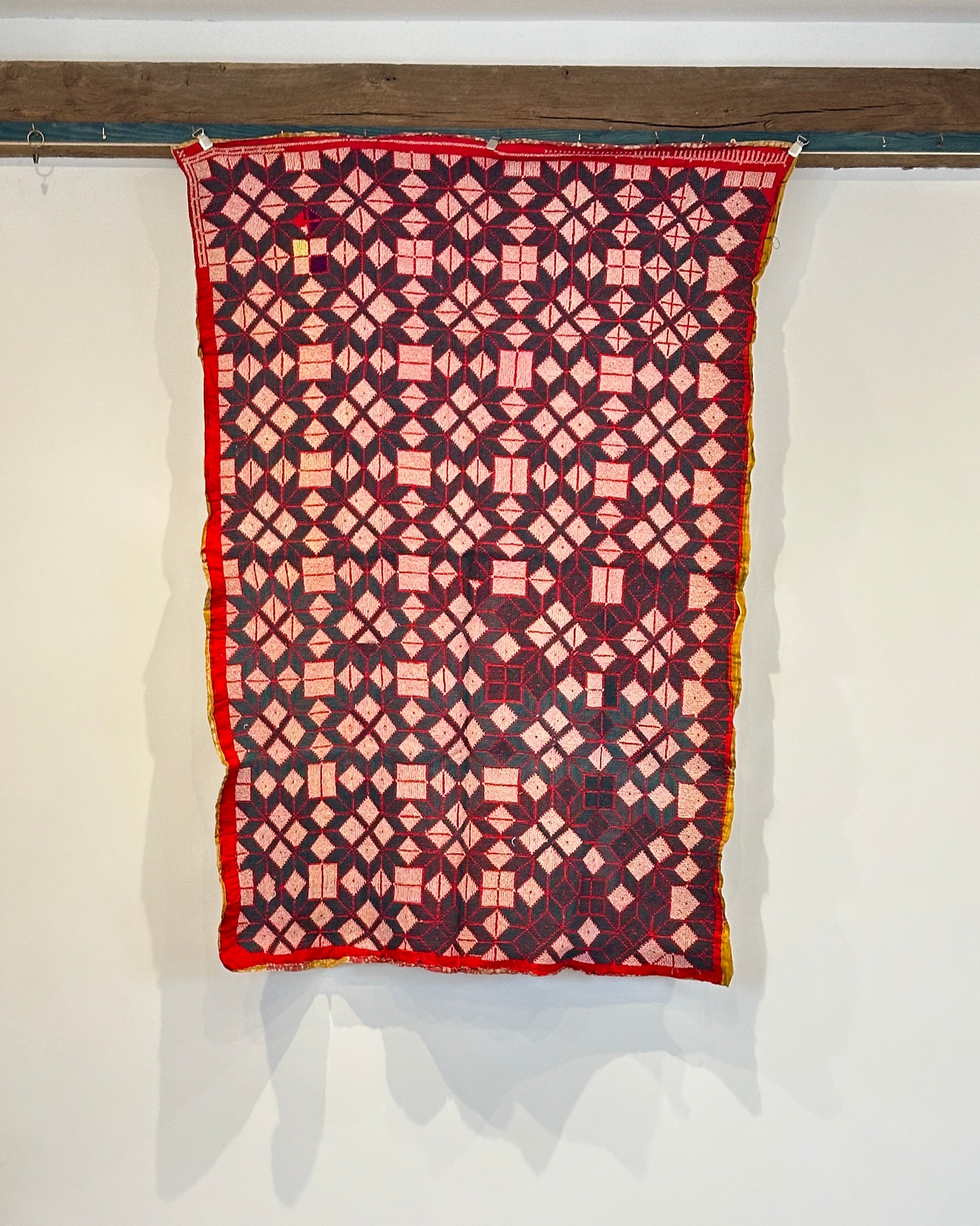 Sindhi Rald Bangladesh Blankets (Blue and red with white diamonds)