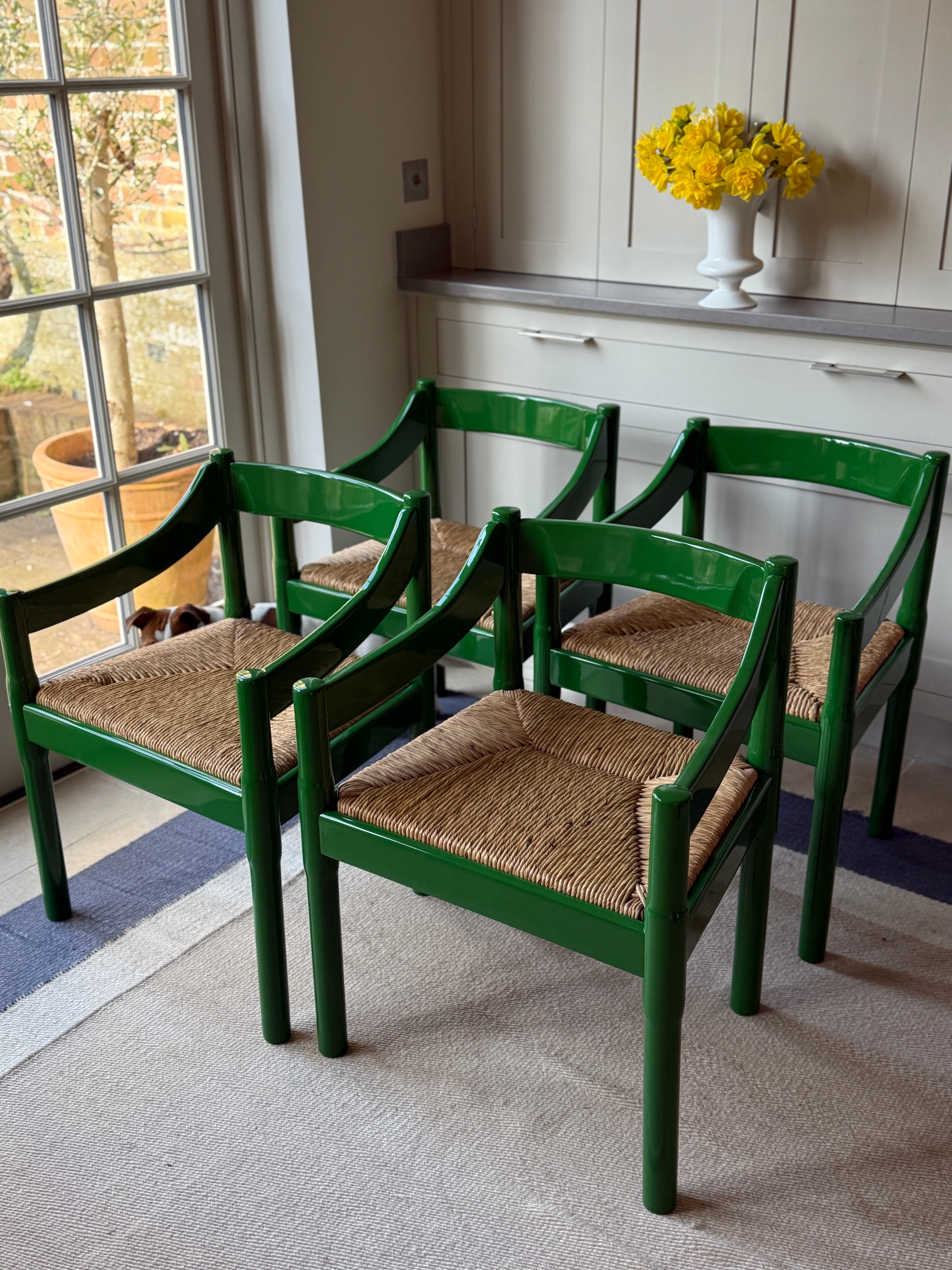 VM Carimate Armchairs in Green Lacquer
