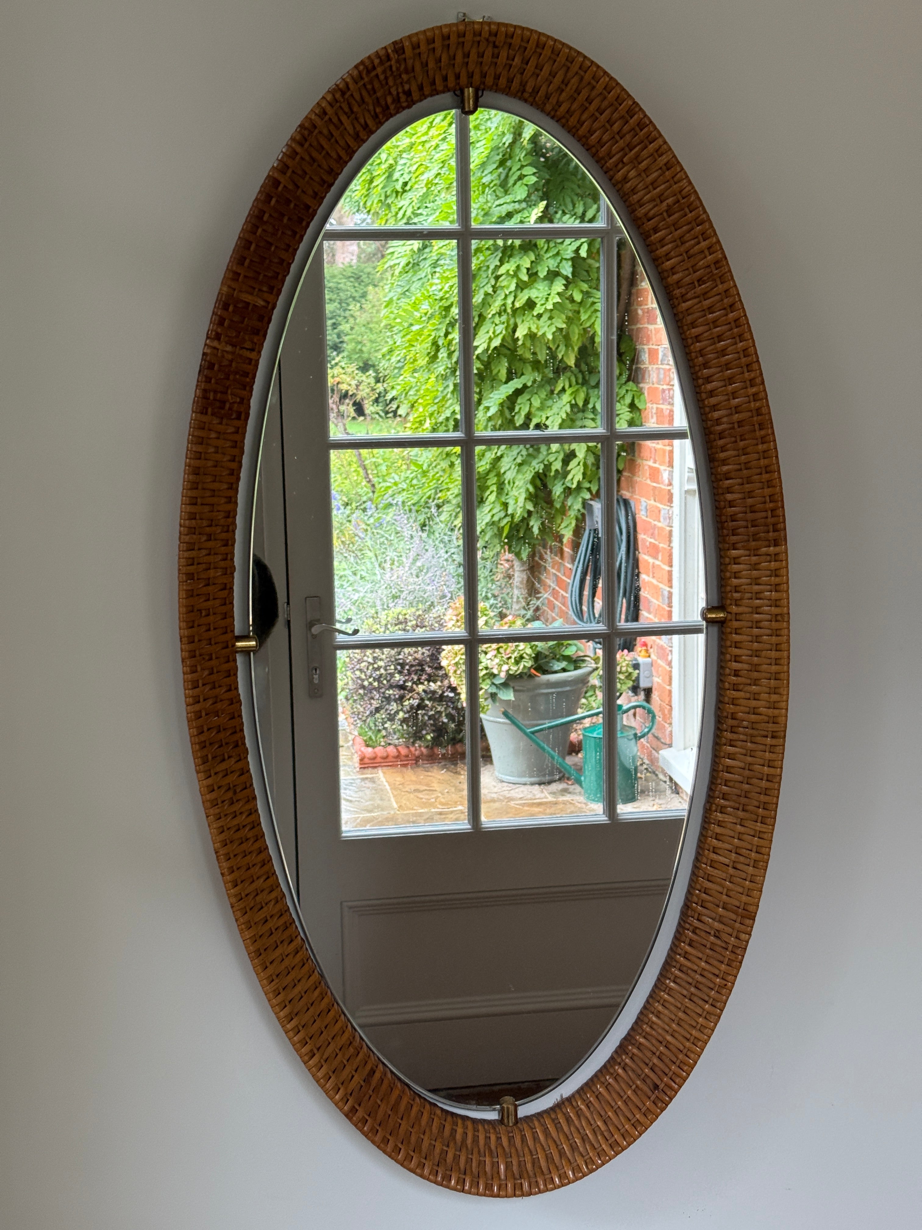 Large Italian Cane Mirror by Cantu Roma