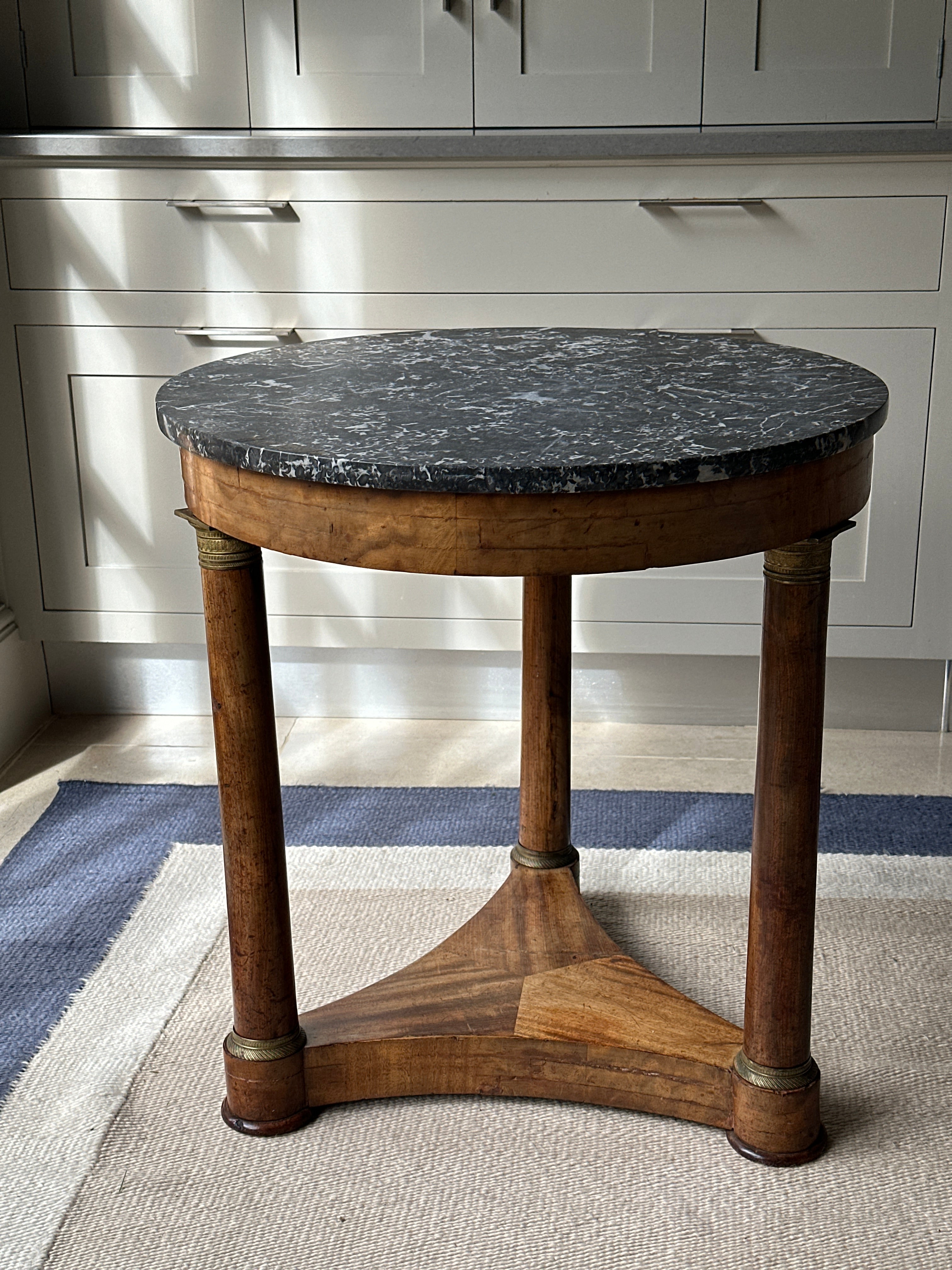 French Gueridon with Dappled Grey Marble Top