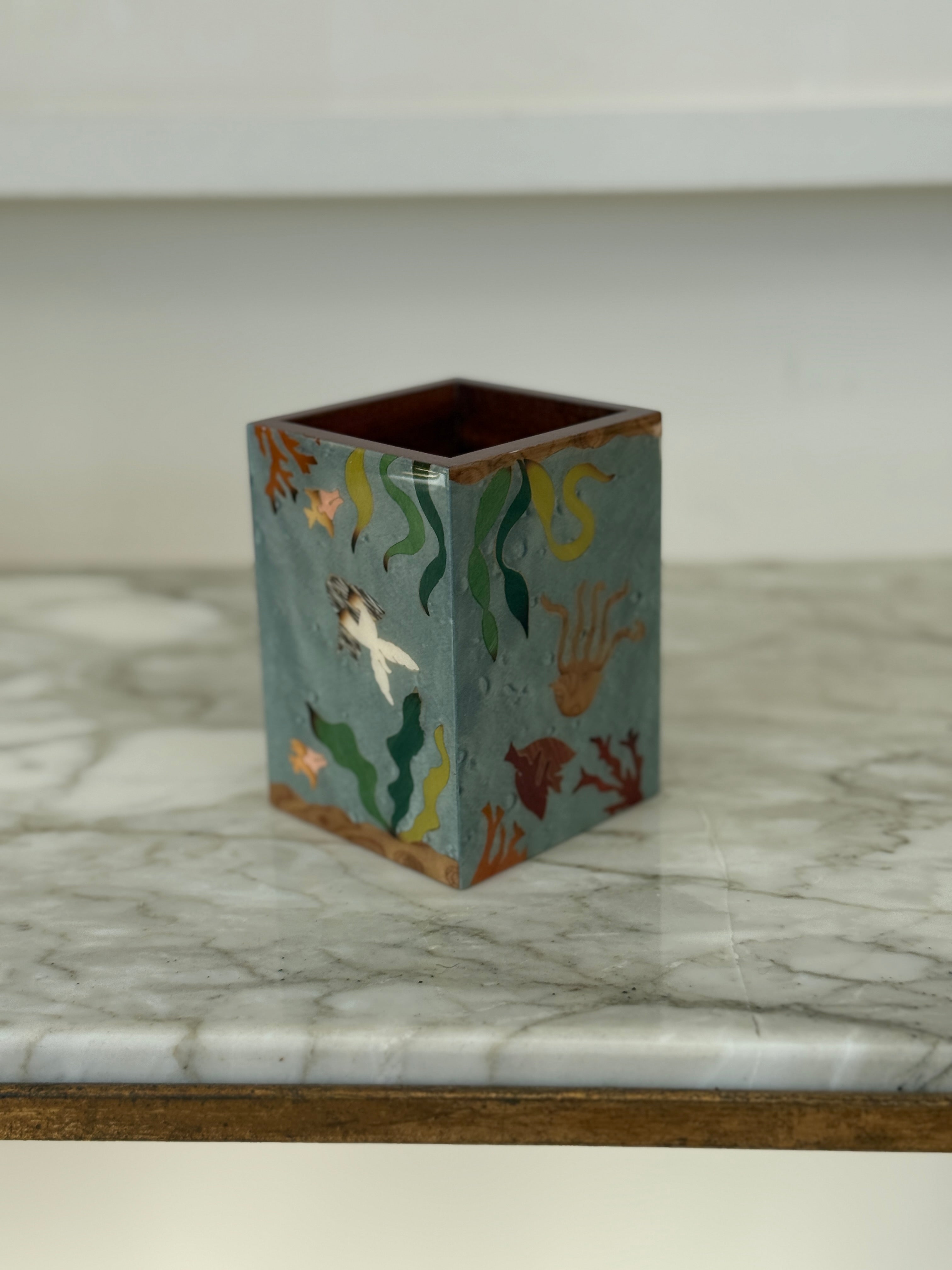 Italian Handmade Marquetry Pen Holders