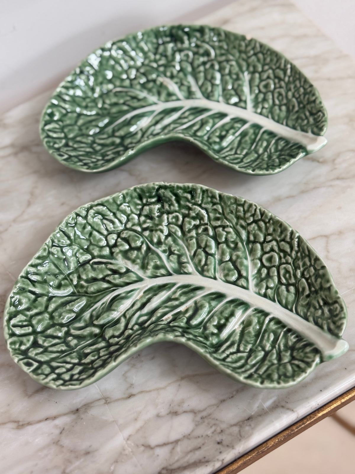 Pair of Crescent Shaped Ceramic Cabbage Plates