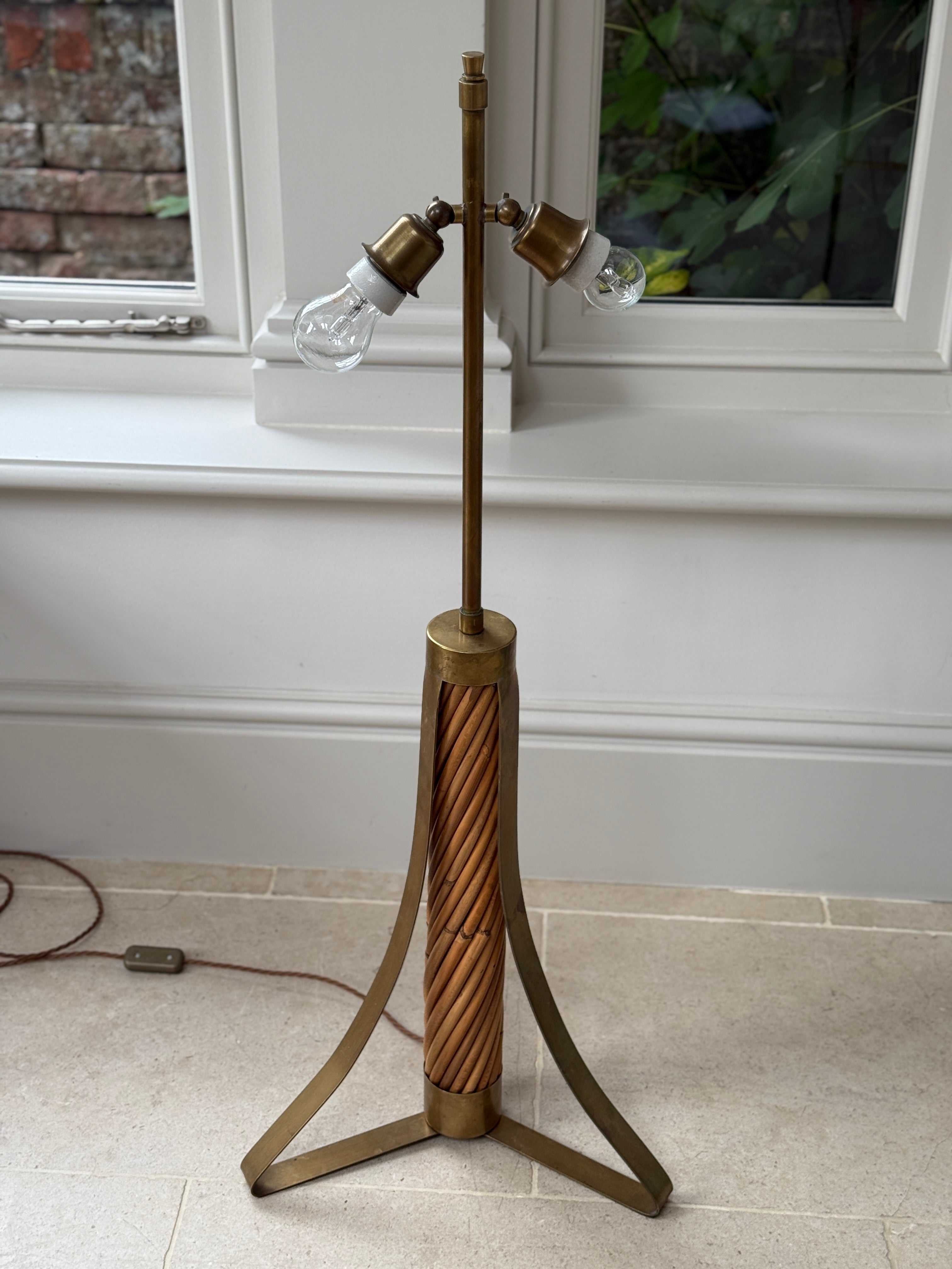 Italian Bamboo and Brass Table Lamp by Ferdinand Loffredo - 1950s