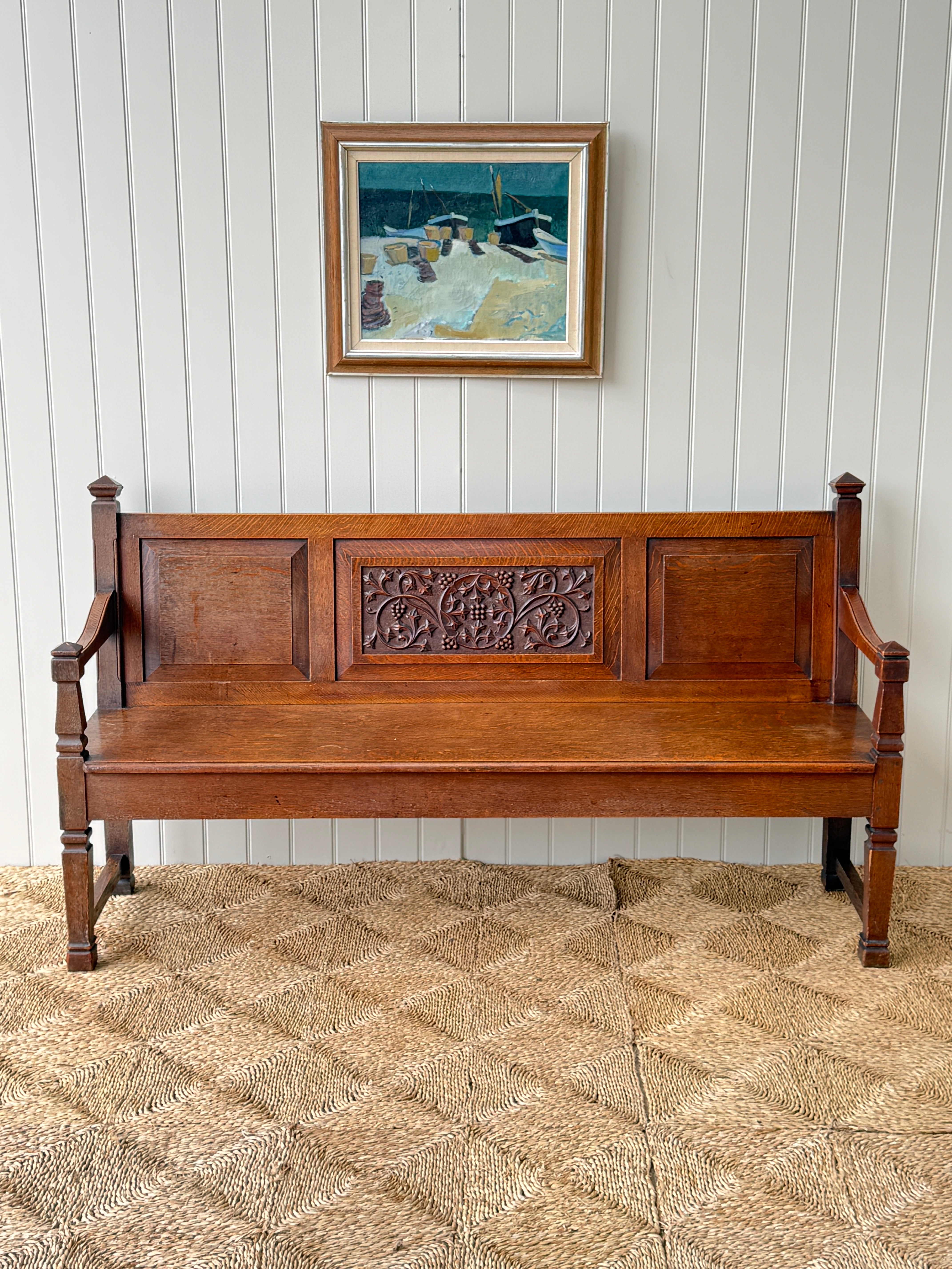 Early 20th Century Oak Hall Bench