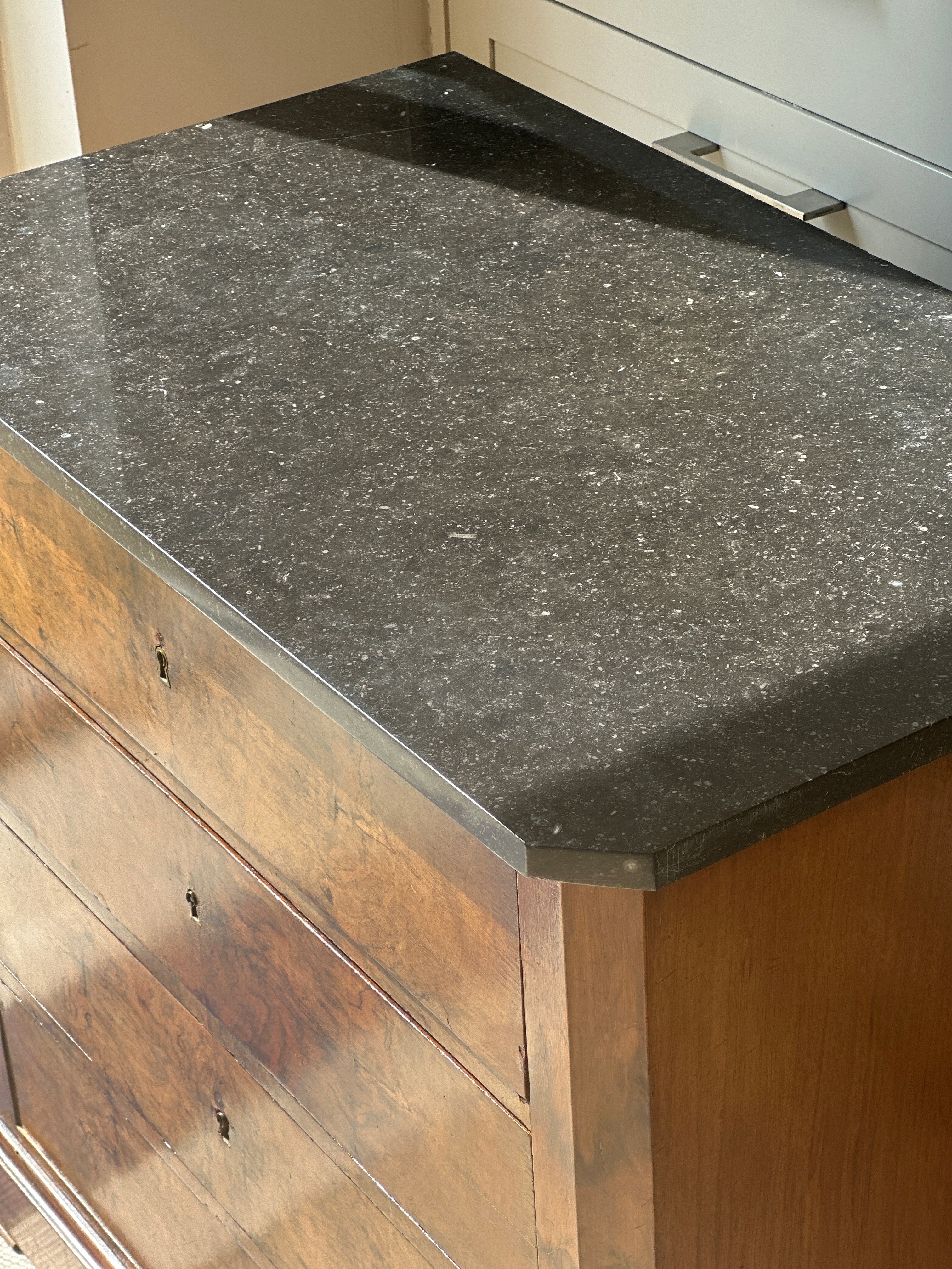 Small French Bedside Commode with marble top