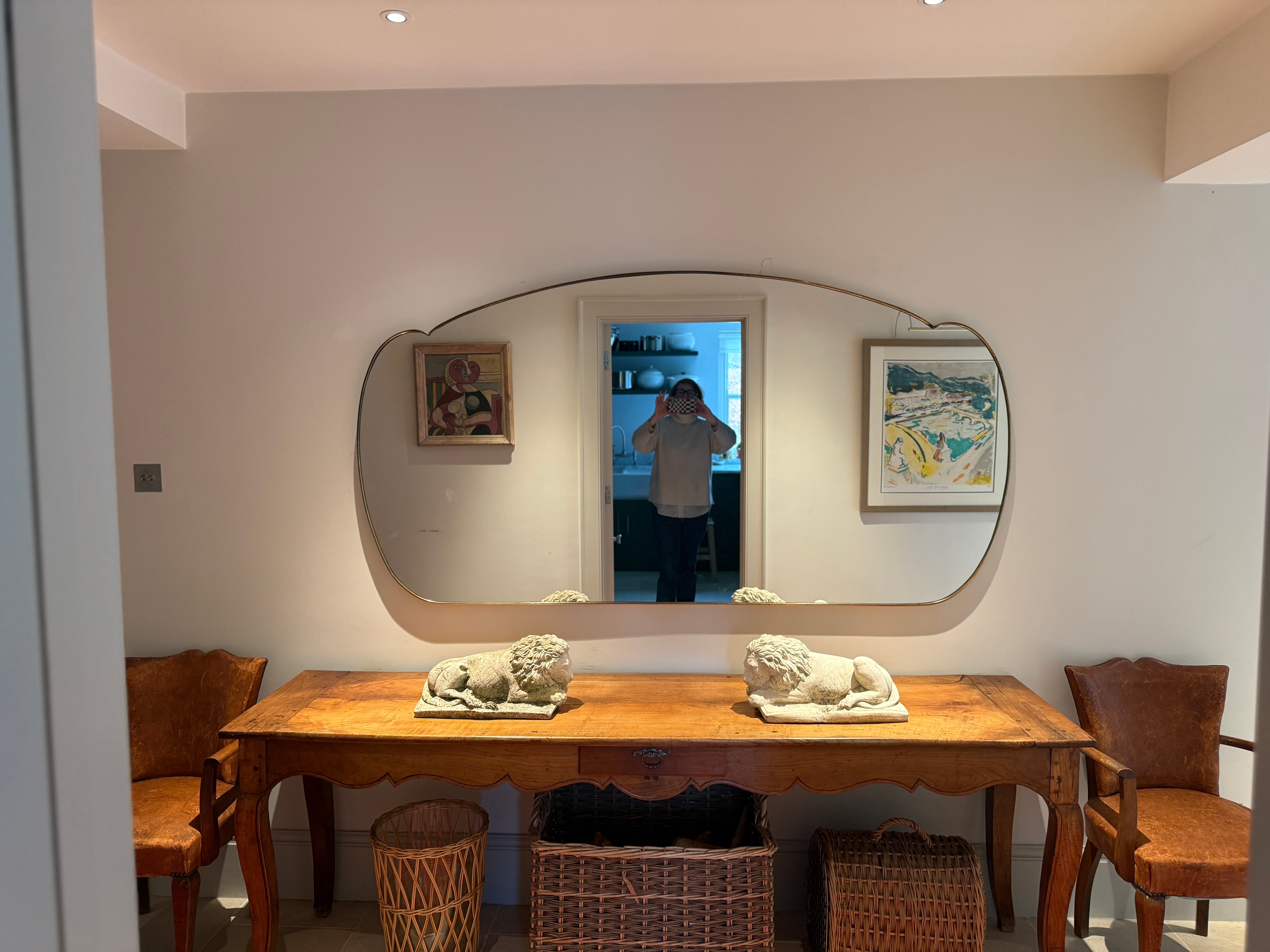 Extra Large Cloud Shaped Italian Brass Shield Mirror