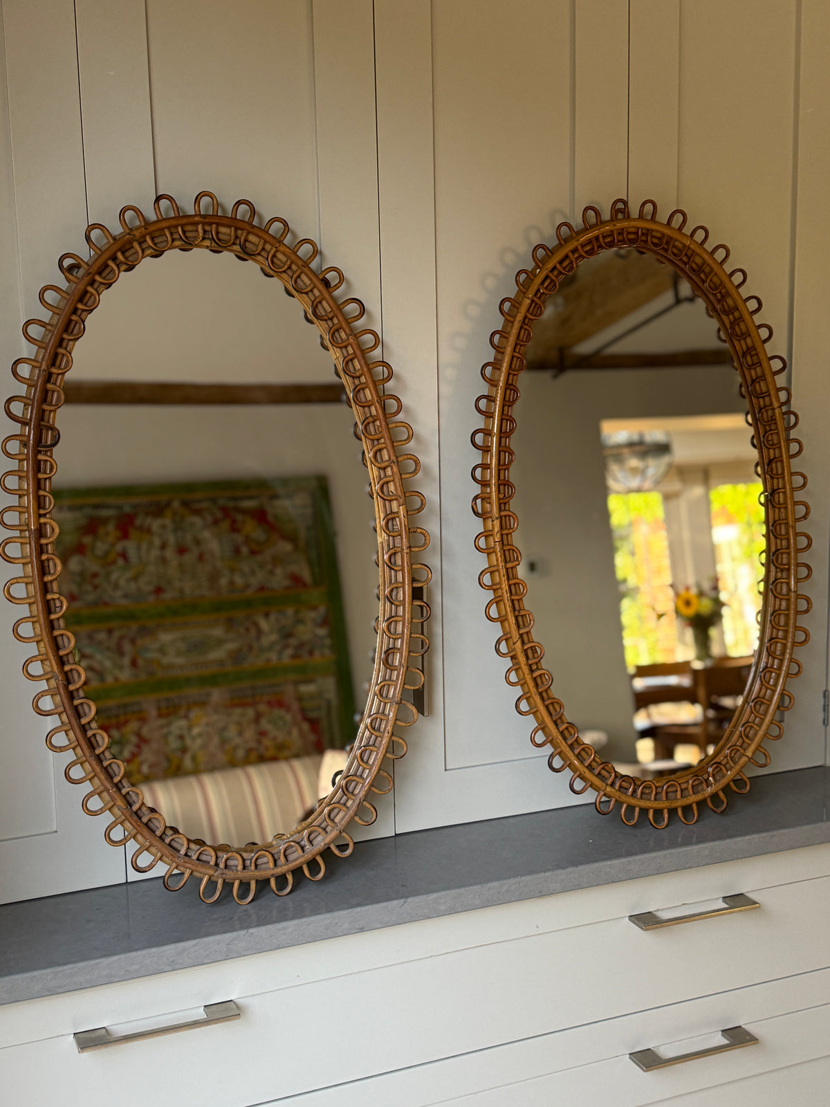 Pair of Large Oval Albini Mirrors