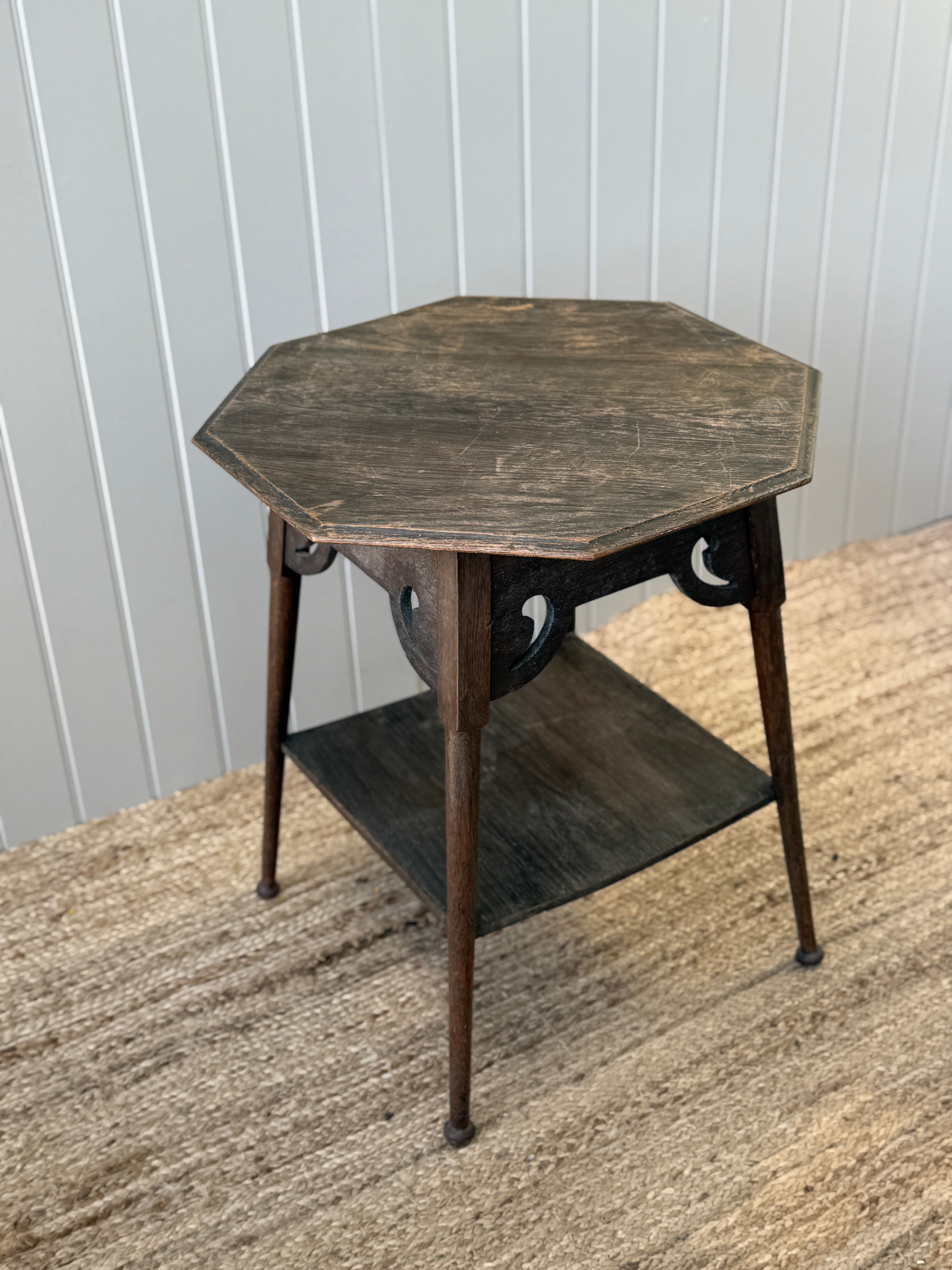 Early 20th Century Oak Octagonal Two-Tier Occasional Table