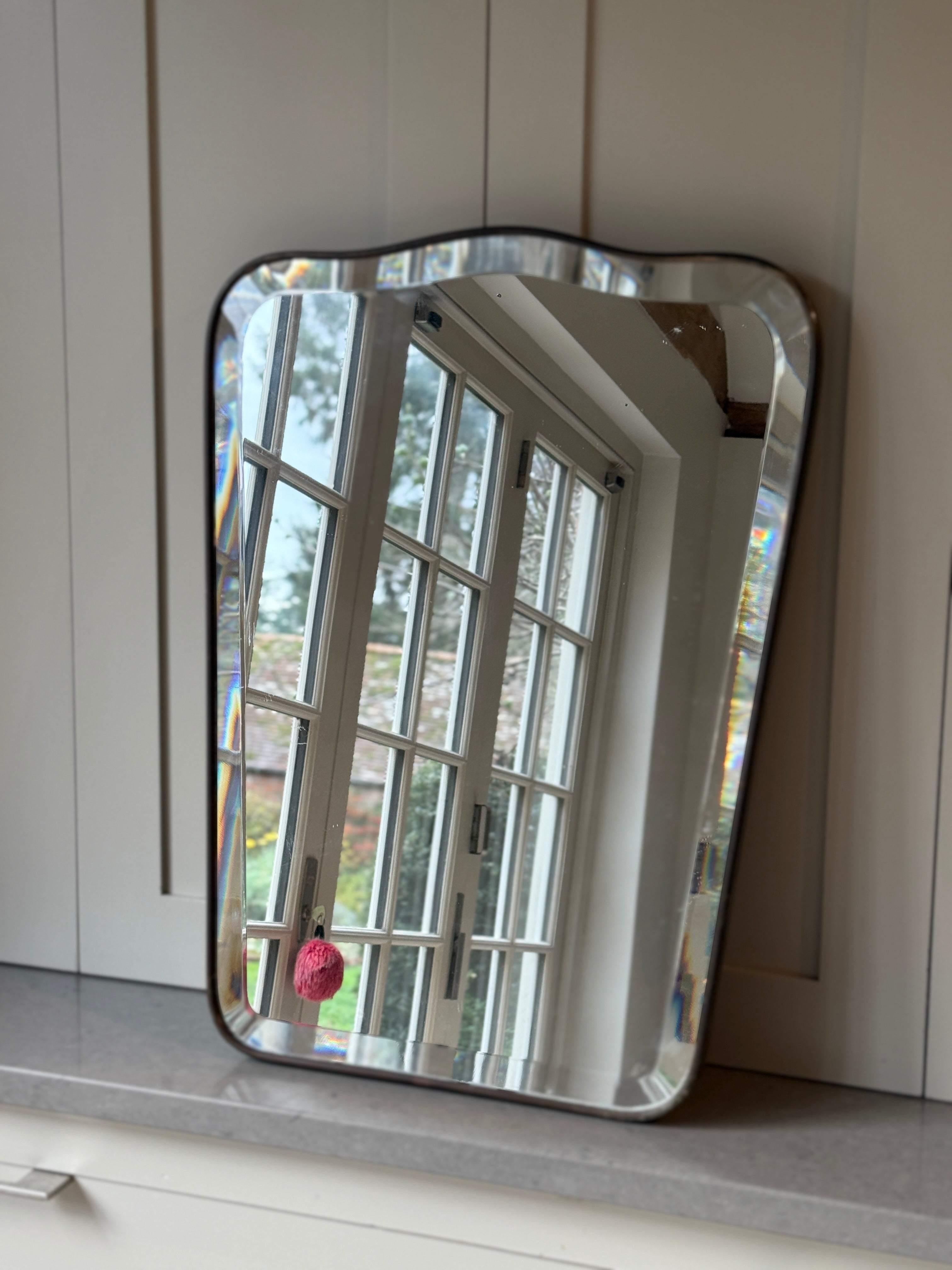 Italian Brass Shield Mirror with Bevelled Plate 60cm by 45cm
