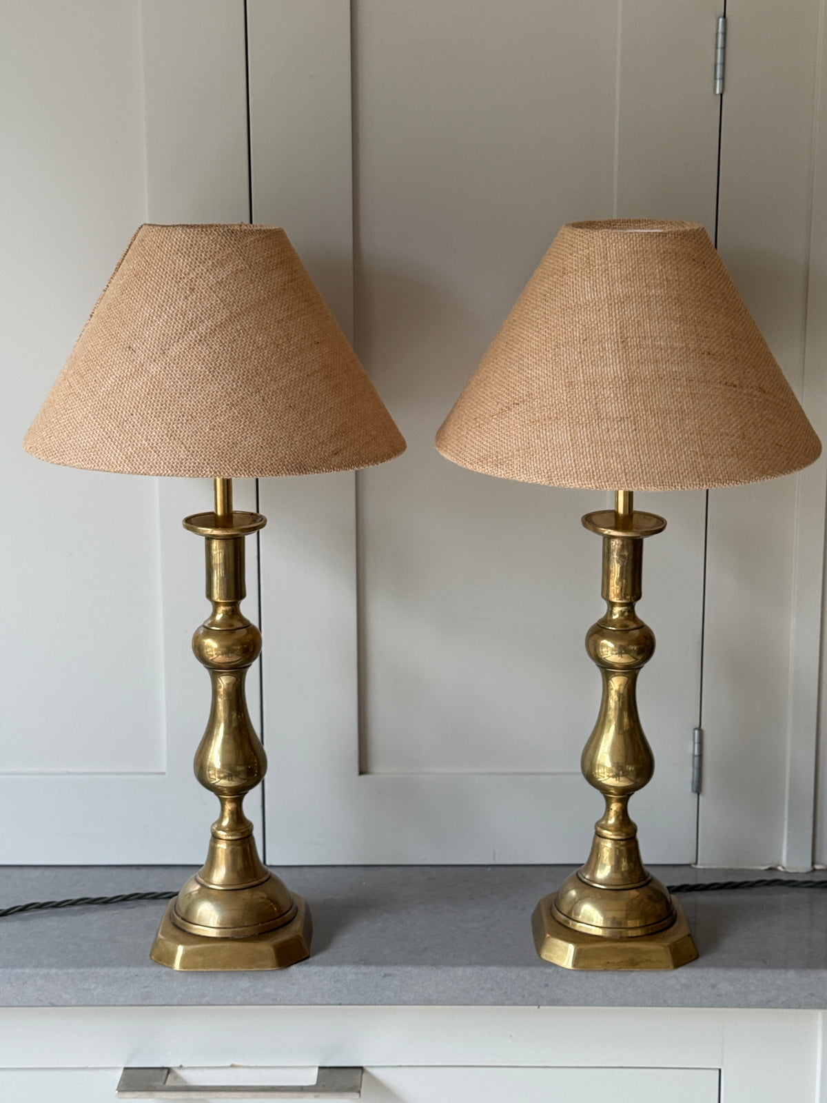 Pair of Tall Brass Table Lamps
