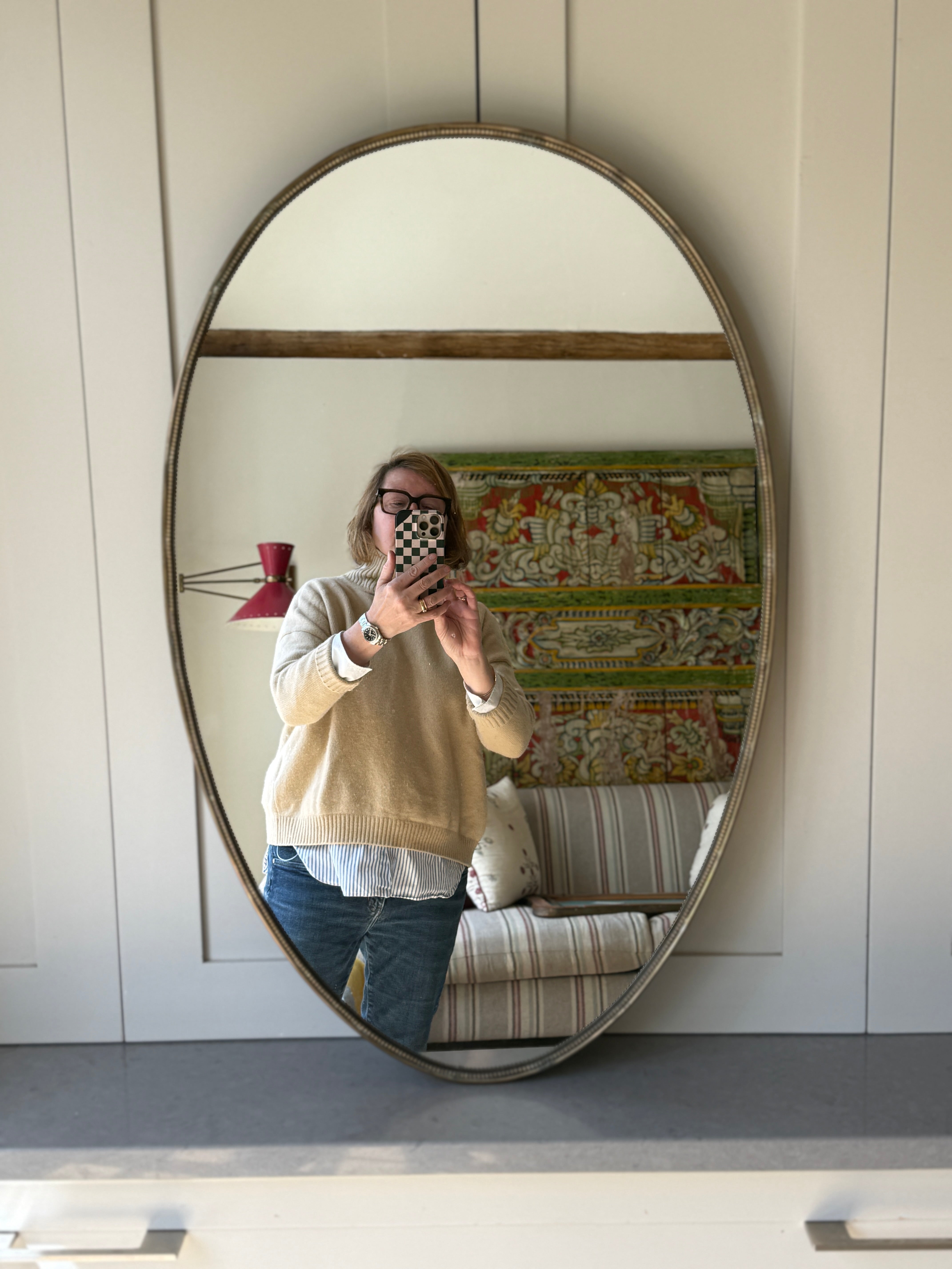 Italian Brass Oval Mirror (79x51cm)