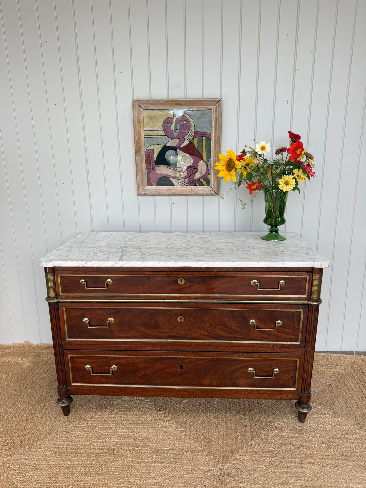 Louis XVI Commode with Carrara Marble Top